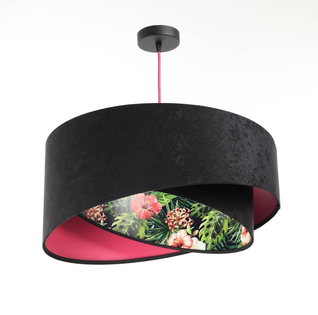 Hängeleuchte rund Ø 50 cm Stoff Velours Optik Tropical E27 Deckenleuchte, Lampe