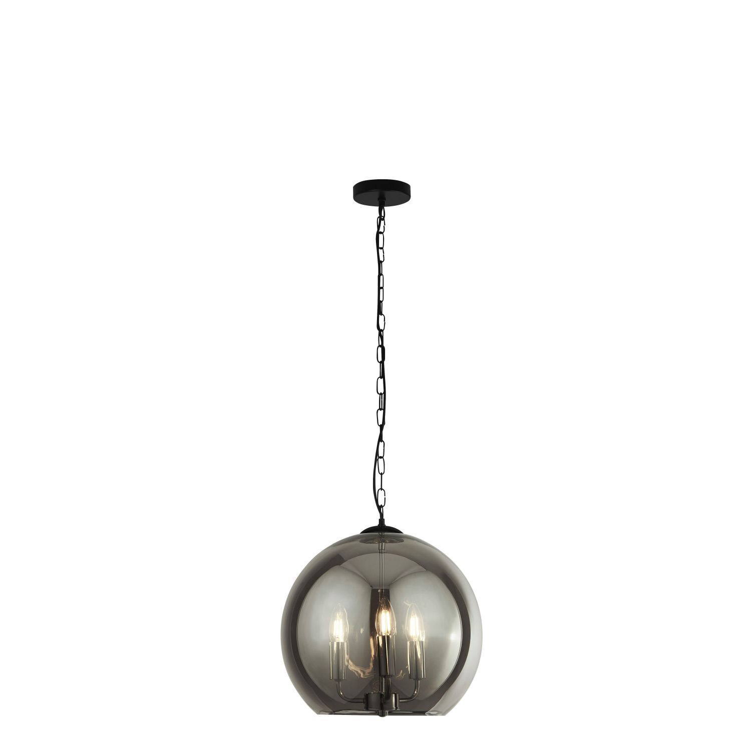 Hängelampe Kugelschirm Schwarz Rauchgrau E14 D: 35 cm