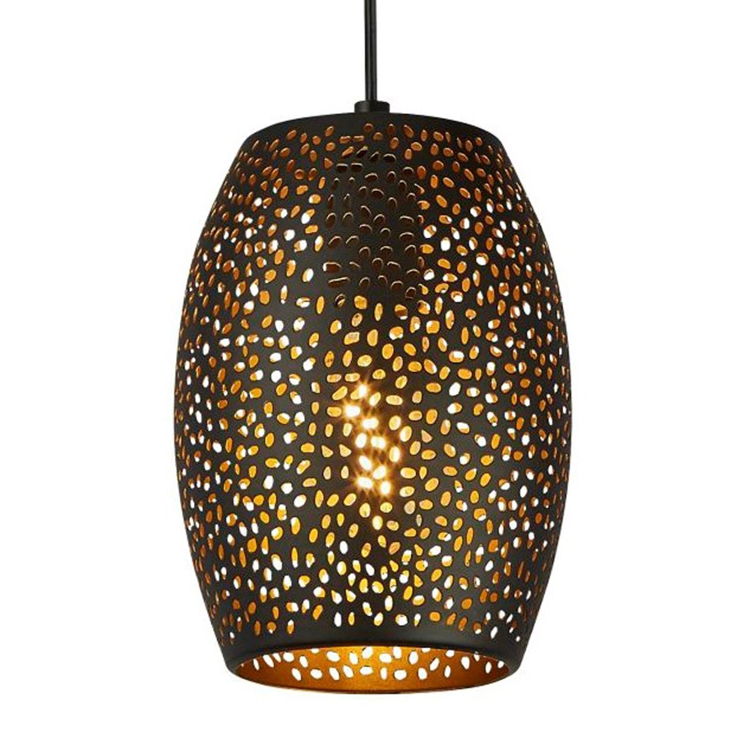 Hängelampe Schwarz Gold E27 Ø 15 cm schmal Metall