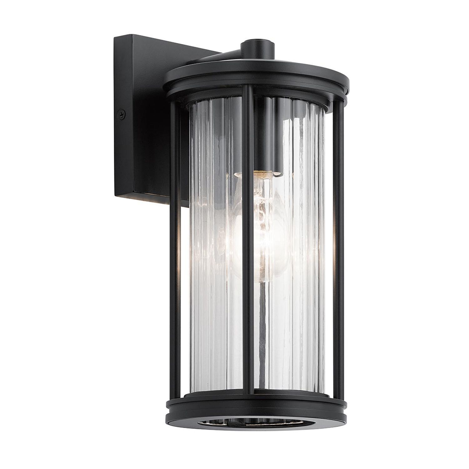 Außenlampe Wand IP44 H: 29 cm Glas Aluminium Schwarz