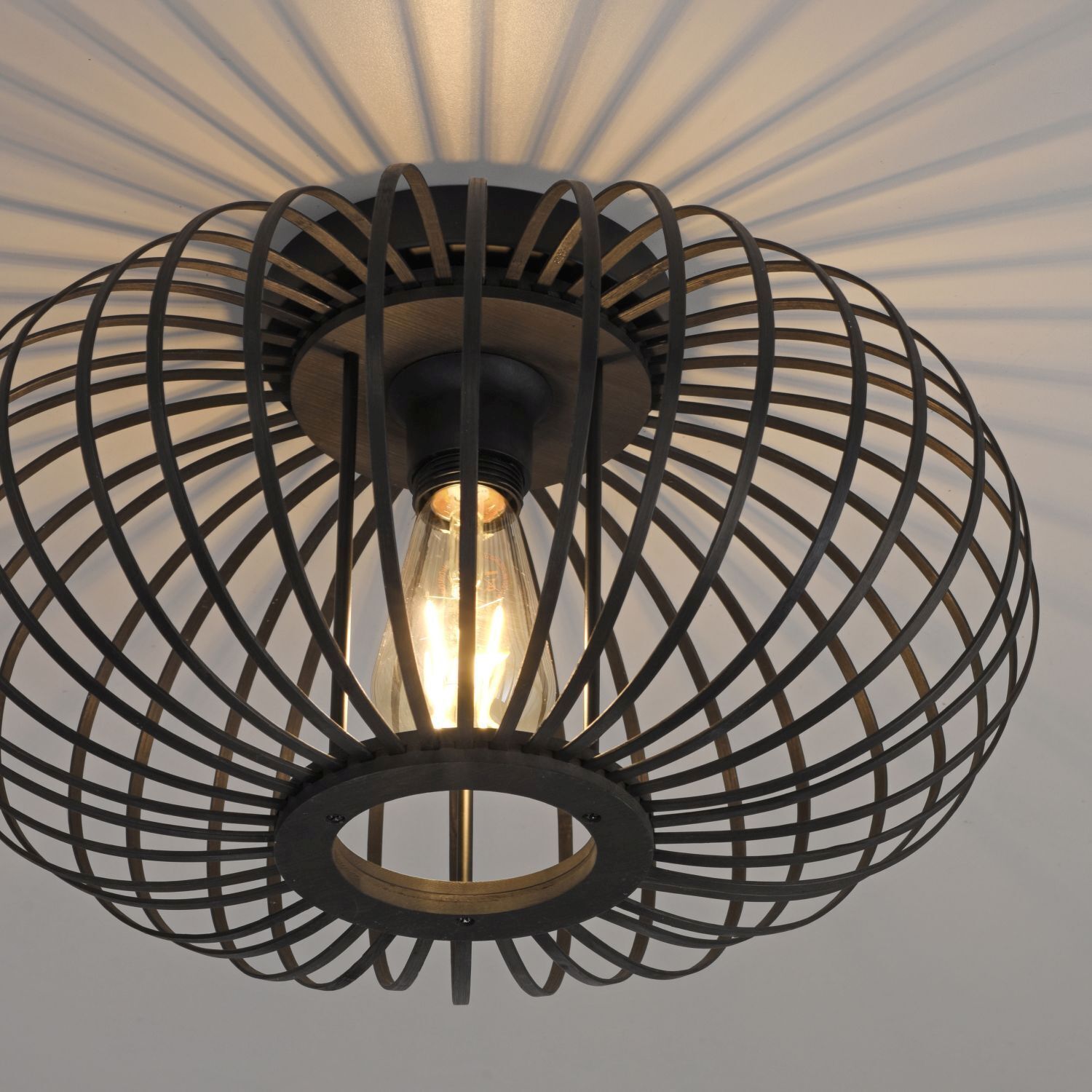 Deckenlampe Skandinavisch Metall Holz E27 rund Ø40 cm