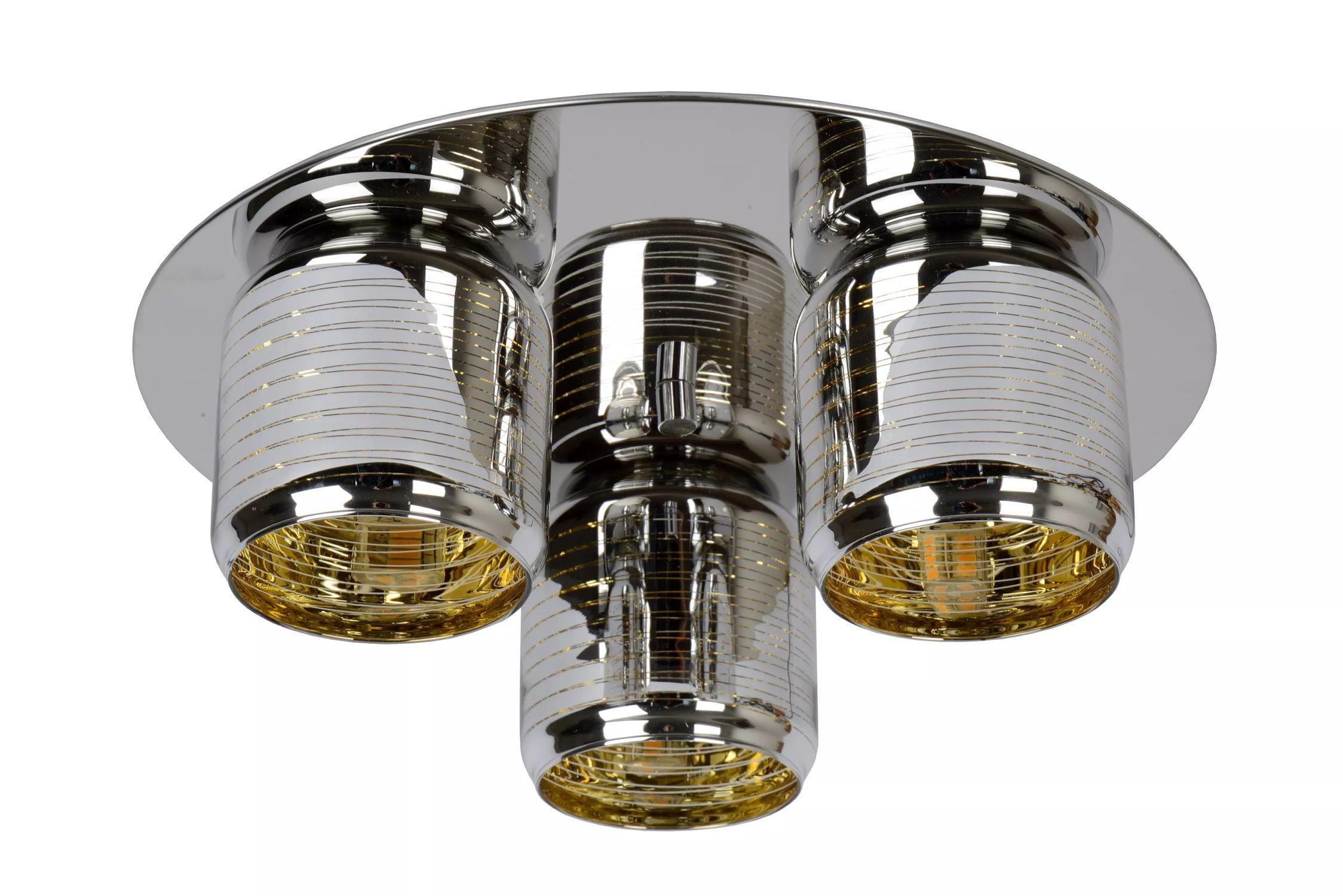 Deckenlampe Glas Metall 3-flammig Chrom Gold L:38 cm G9