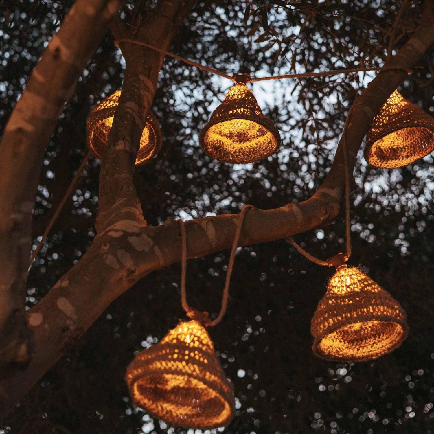 LED Solarlichterkette Garten 5m lang Outdoor Jute IP44