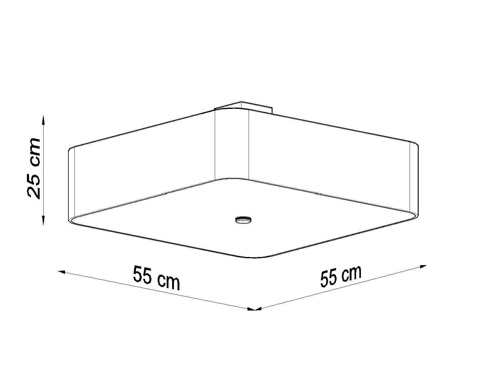 Deckenlampe Schwarz Stoff Glas quadratisch B: 55 cm