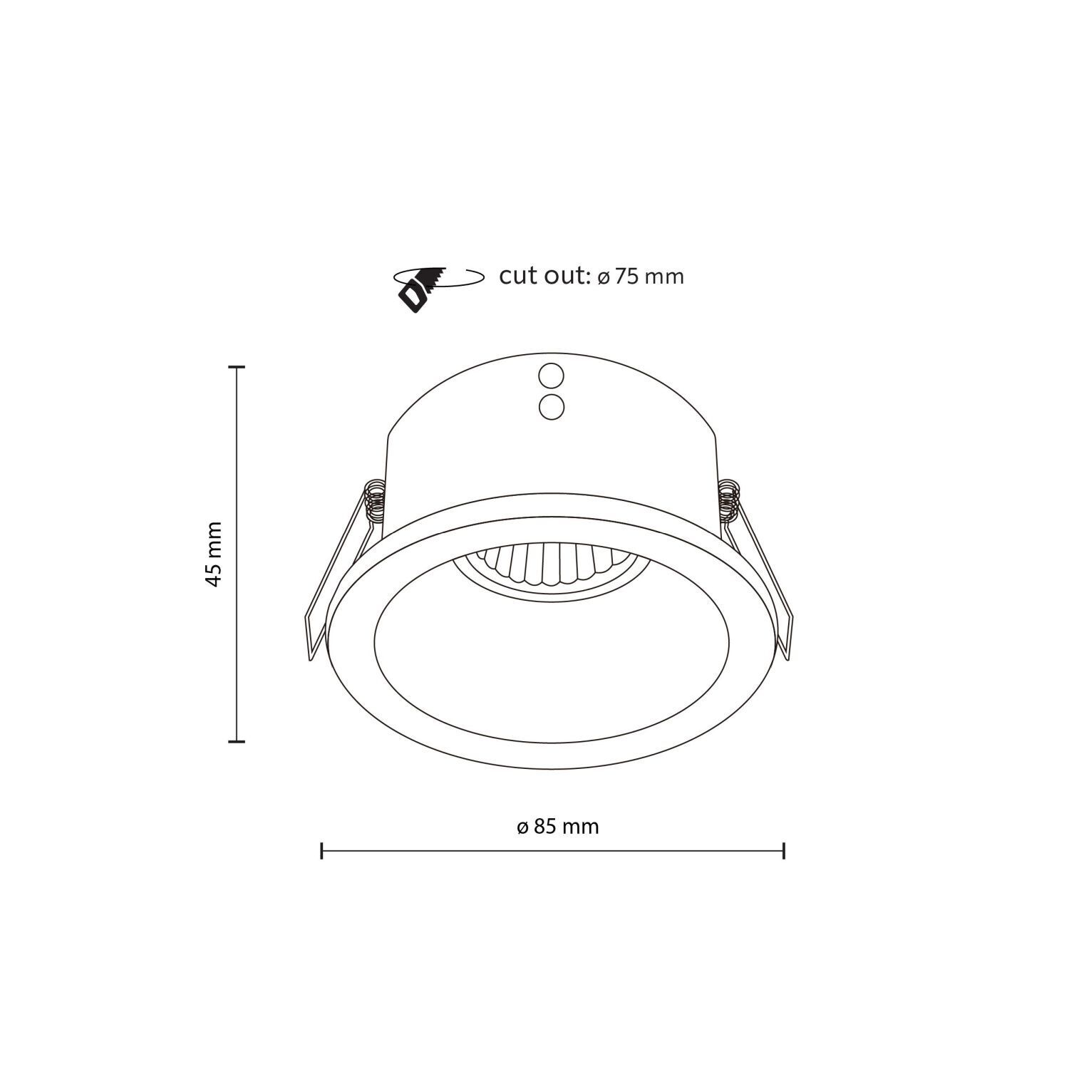 Schwarzer Einbaustrahler IP65 Metall Glas Ø8,5 cm rund