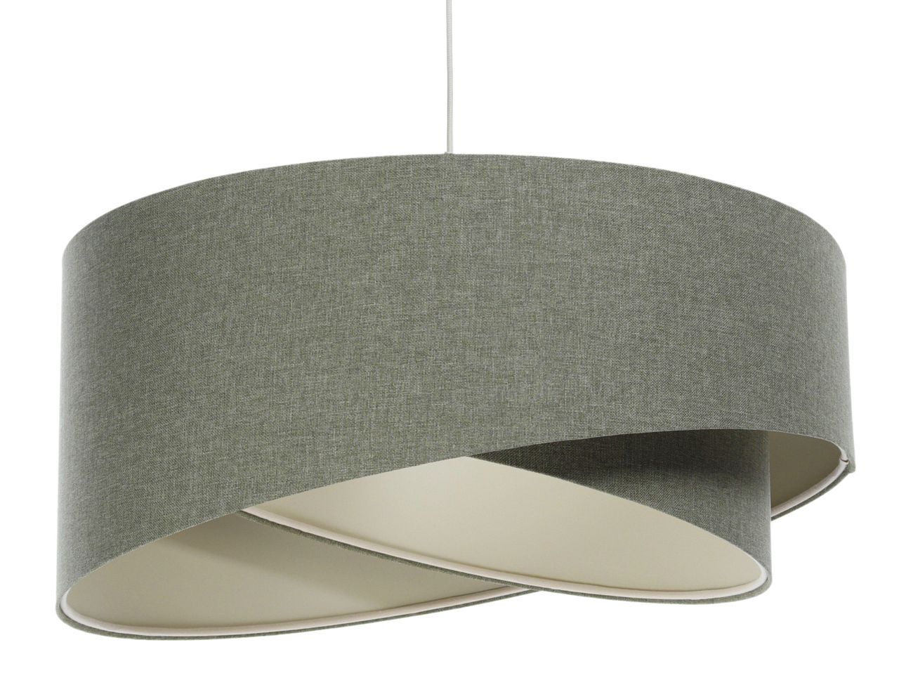 Hängelampe E27 rund D: 40 cm in Grün Stoff Modern