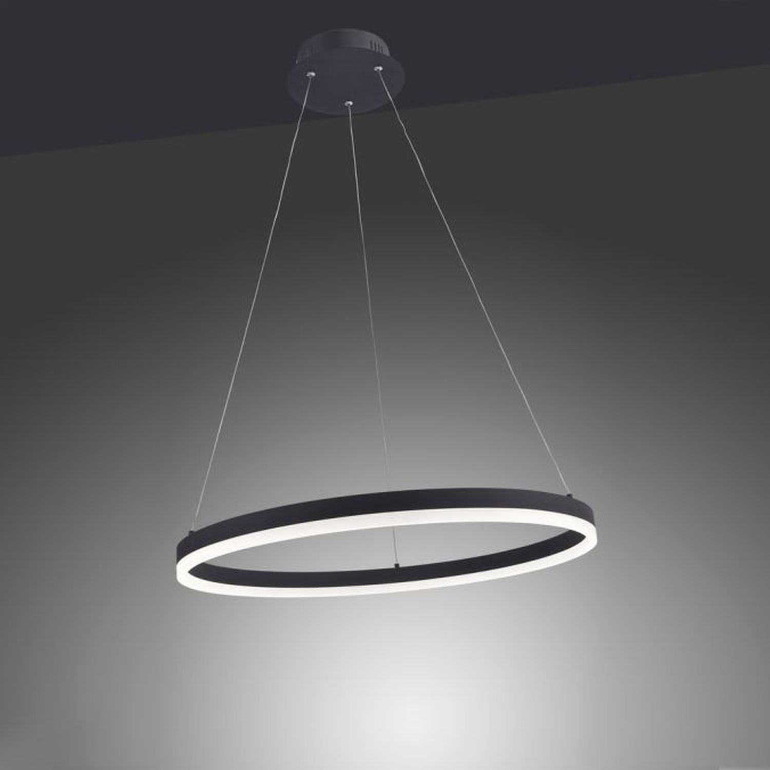 LED Pendelleuchte Anthrazit dimmbar 3000 K Ø60 cm Ring Leuchter, Lampe