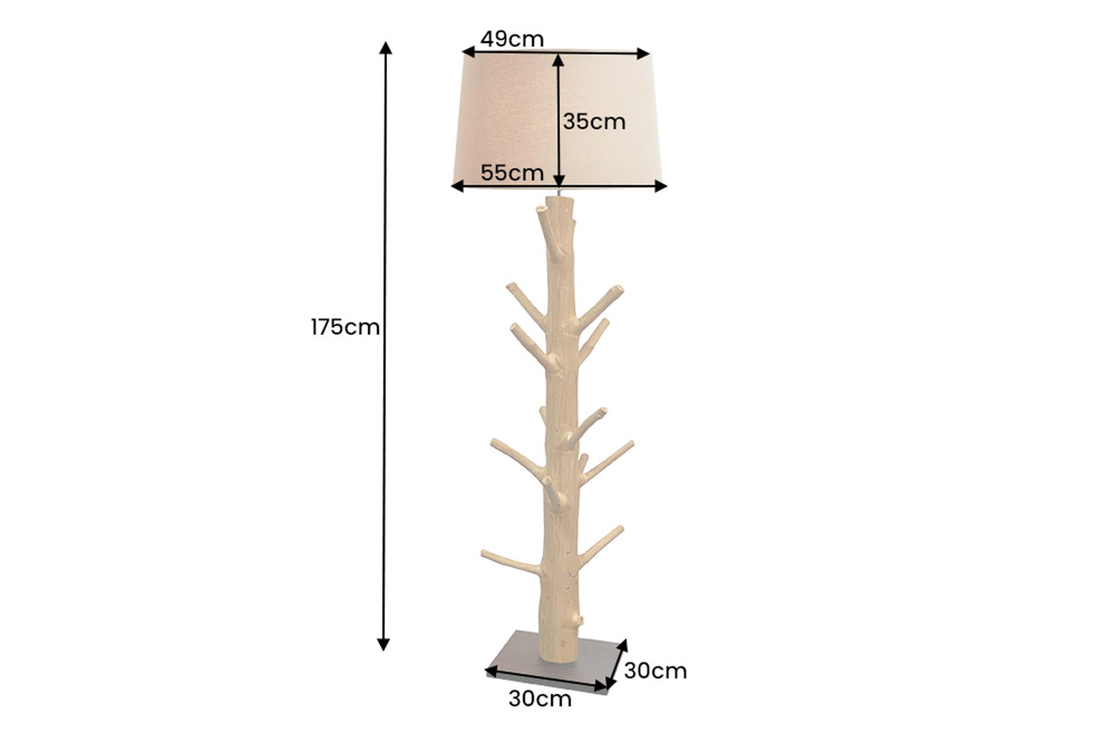 Stehleuchte Beige Stoffschirm Holz 175 cm Handarbeit