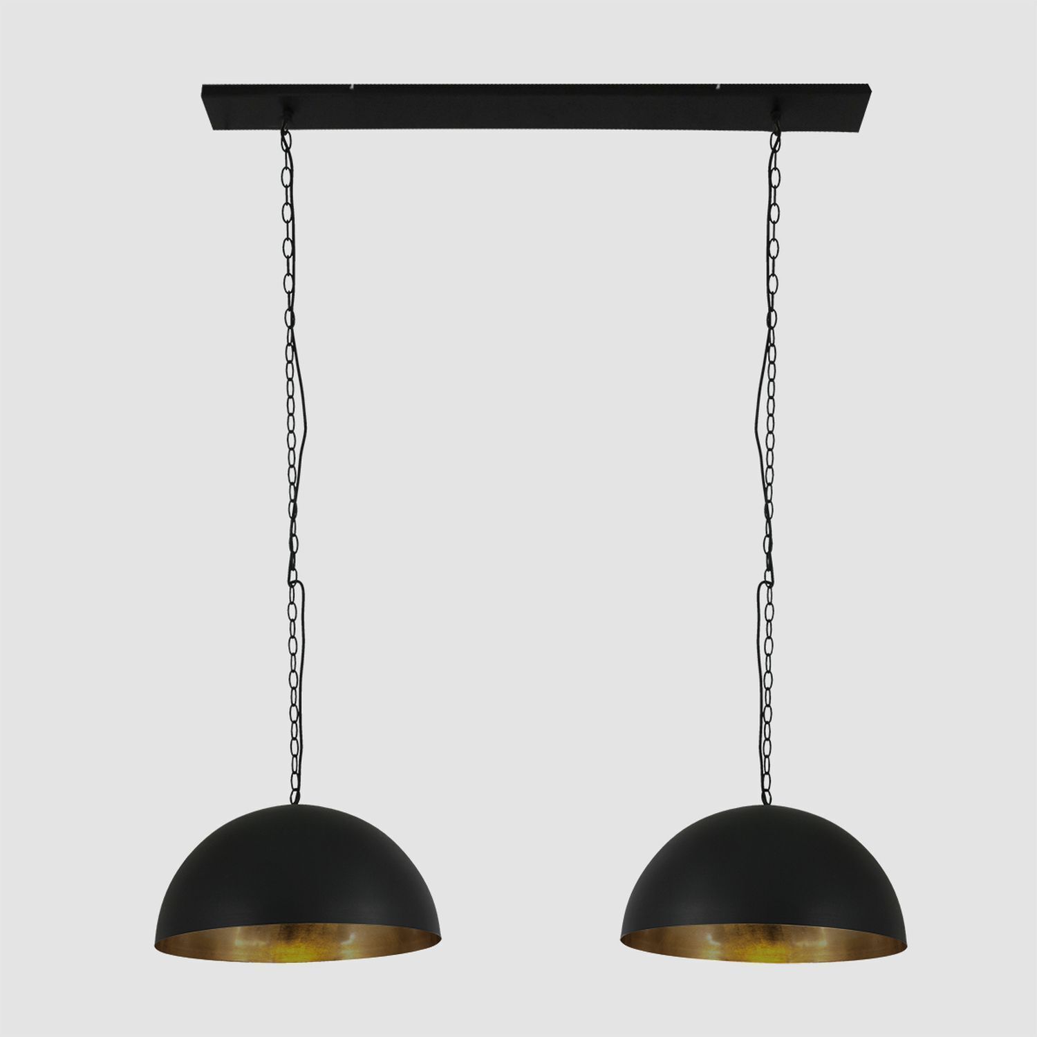 Lange Hängelampe Metall in Schwarz Gold 140 cm E27