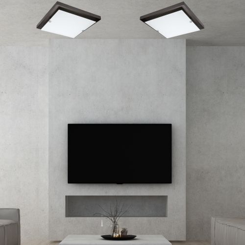 LED Deckenleuchte Braun Holz eckig Wohnzimmer
