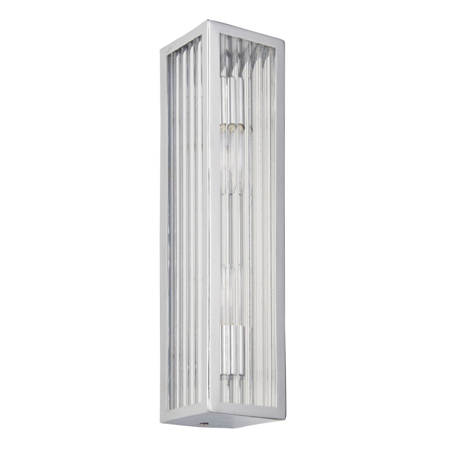 Wandleuchte Bad Glas Metall H: 31,5 cm IP44 Chrom Weiß 2x G9