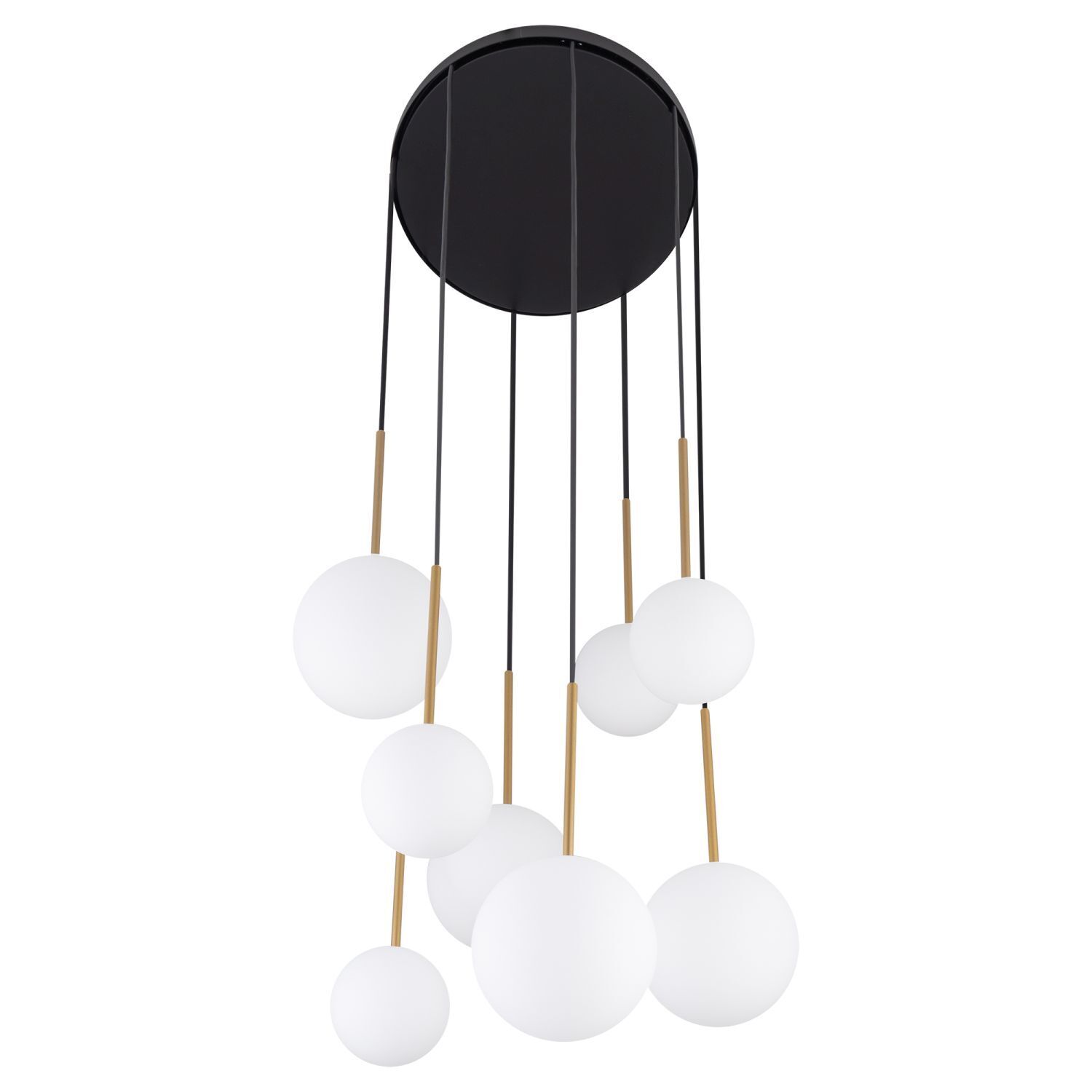 Hängelampe Kugelschirm Schwarz Weiß Gold 8x G9 Glas