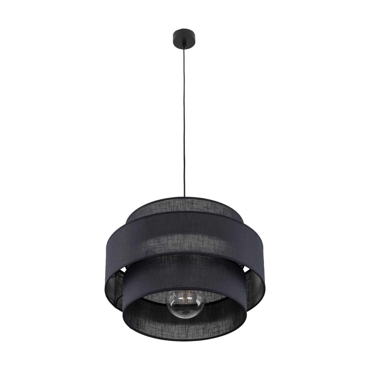 Hängelampe Schwarz Ø 50 cm H: max. 160 cm Stoff Metall E27