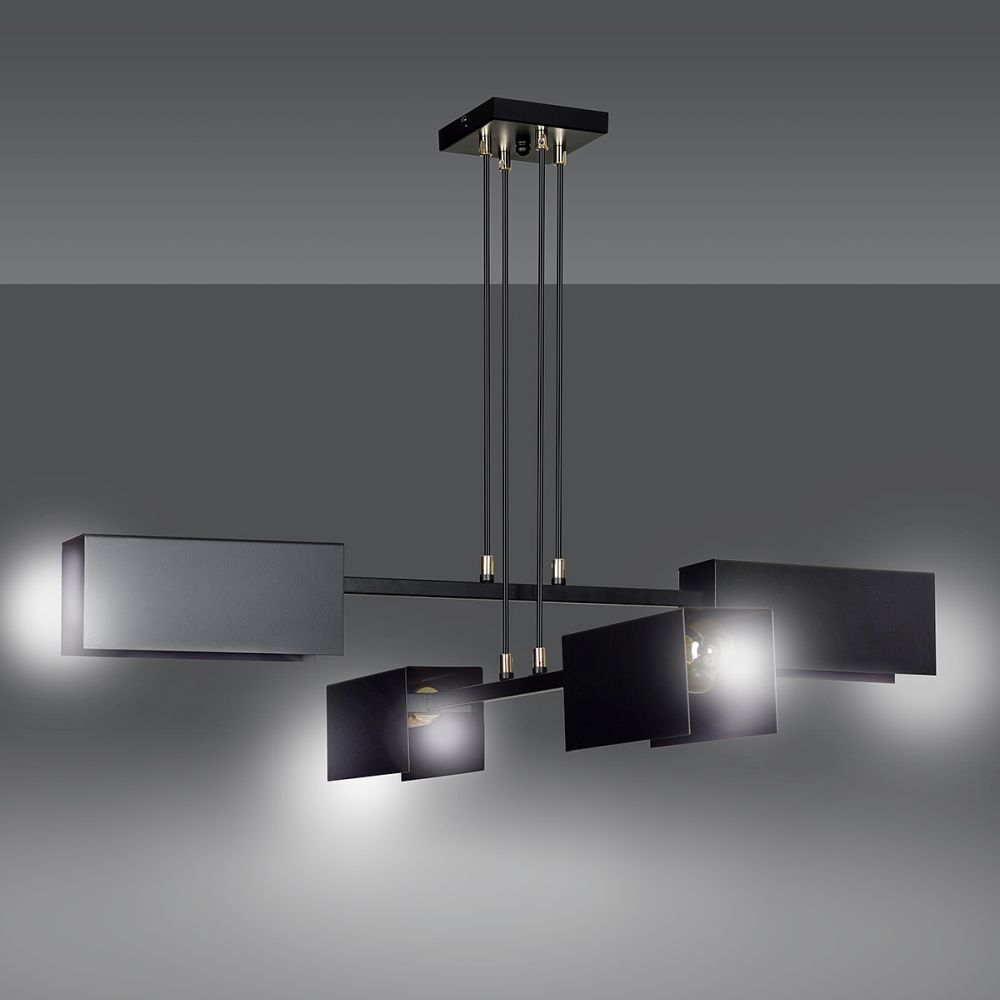 Pendelleuchte Metall Modern Design 4x E27 Schwarz