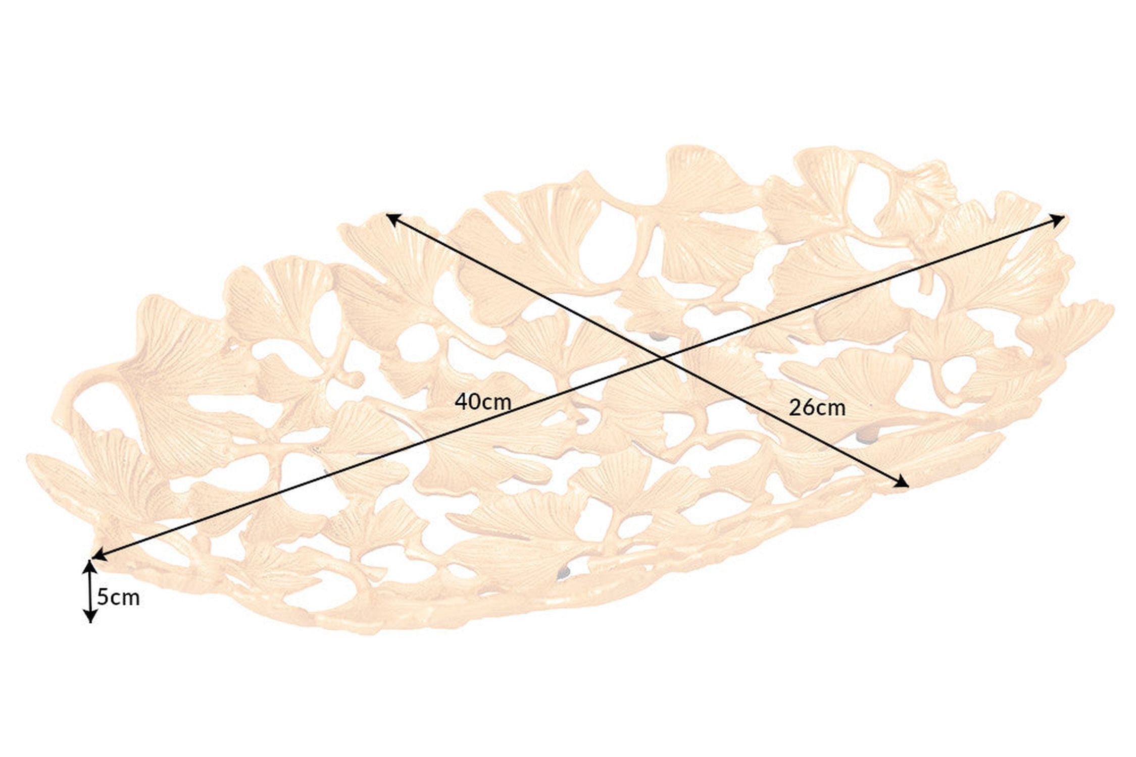 Dekoschale Gold Handarbeit 40 cm lang Ginko Design Metall