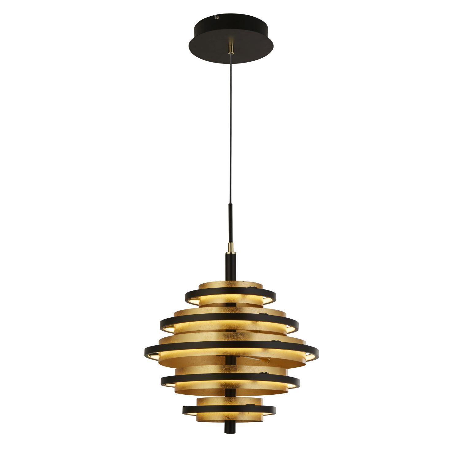 LED Hängeleuchte Schwarz Gold 2700 K rund Ø 40 cm Metall