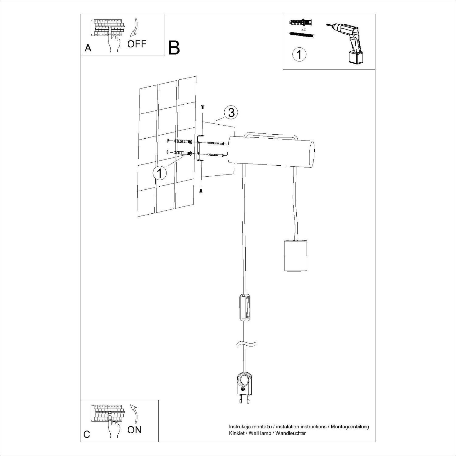 Wandleuchte Holz Natur E27 Schalter Stecker T:19 cm wandlampe, montage, wandhalter, kabel, schalter