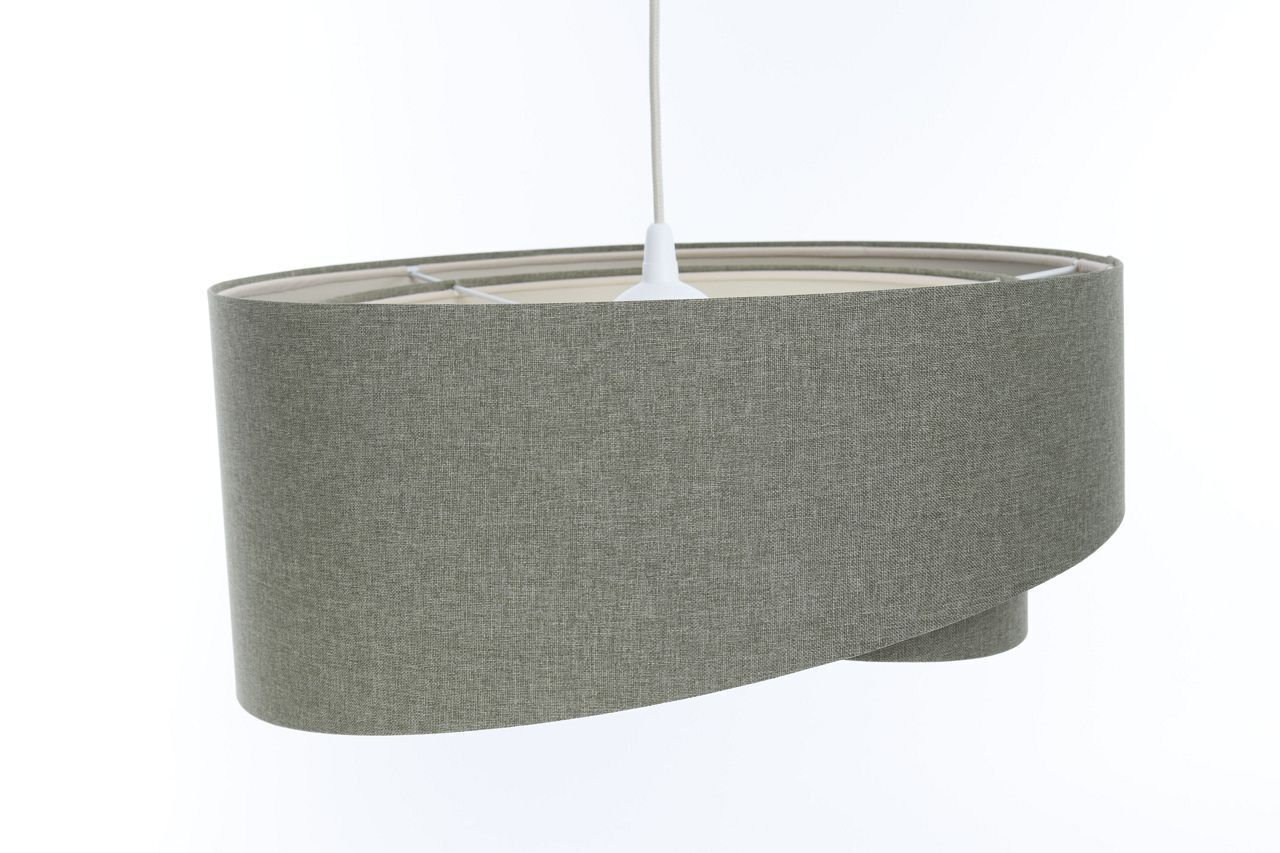 Hängelampe E27 rund D: 40 cm in Grün Stoff Modern