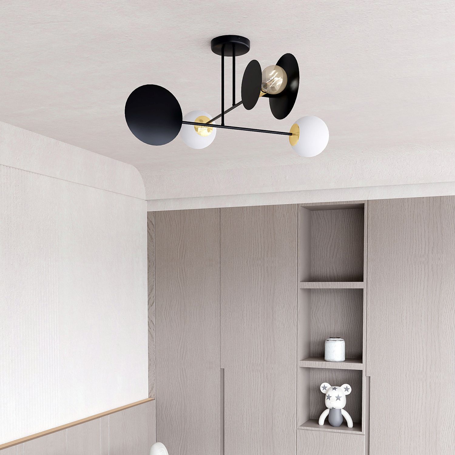 Deckenlampe Schwarz Weiß Modern Metall Glas 4x E27