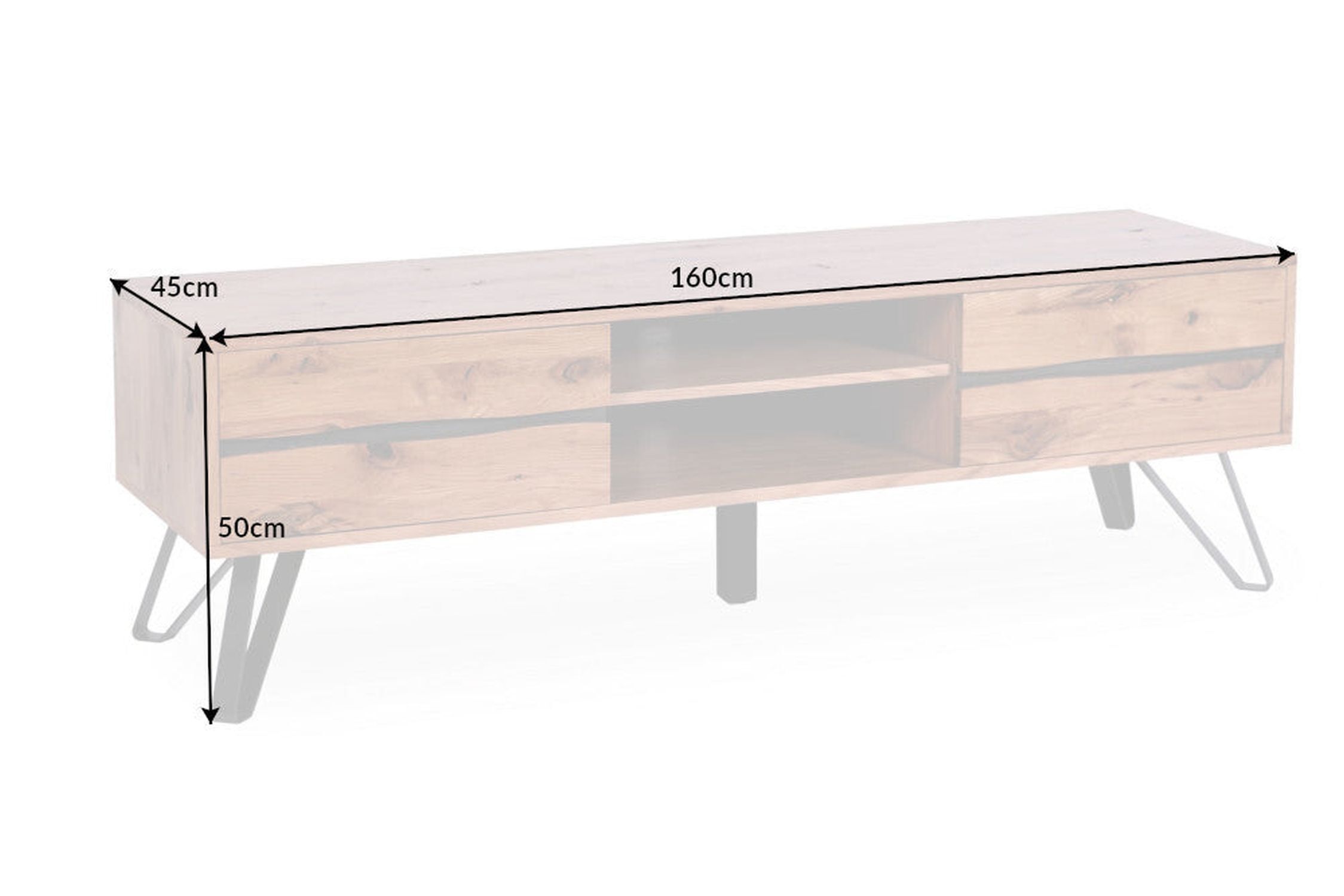 TV Lowboard Holz 160 cm breit Industrial Design PATRICIA