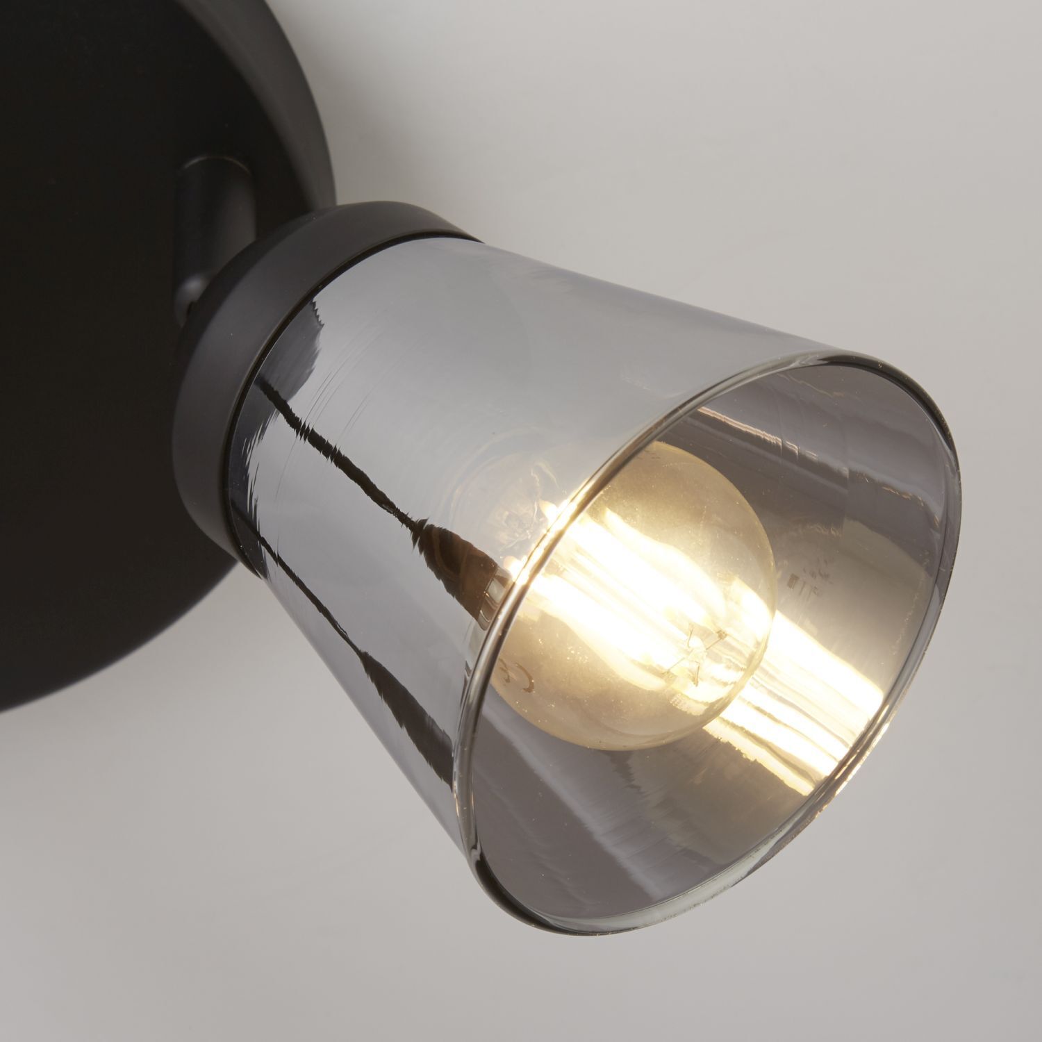 Deckenstrahler 3-flammig Ø 42 cm Schwarz Rauchgrau E14