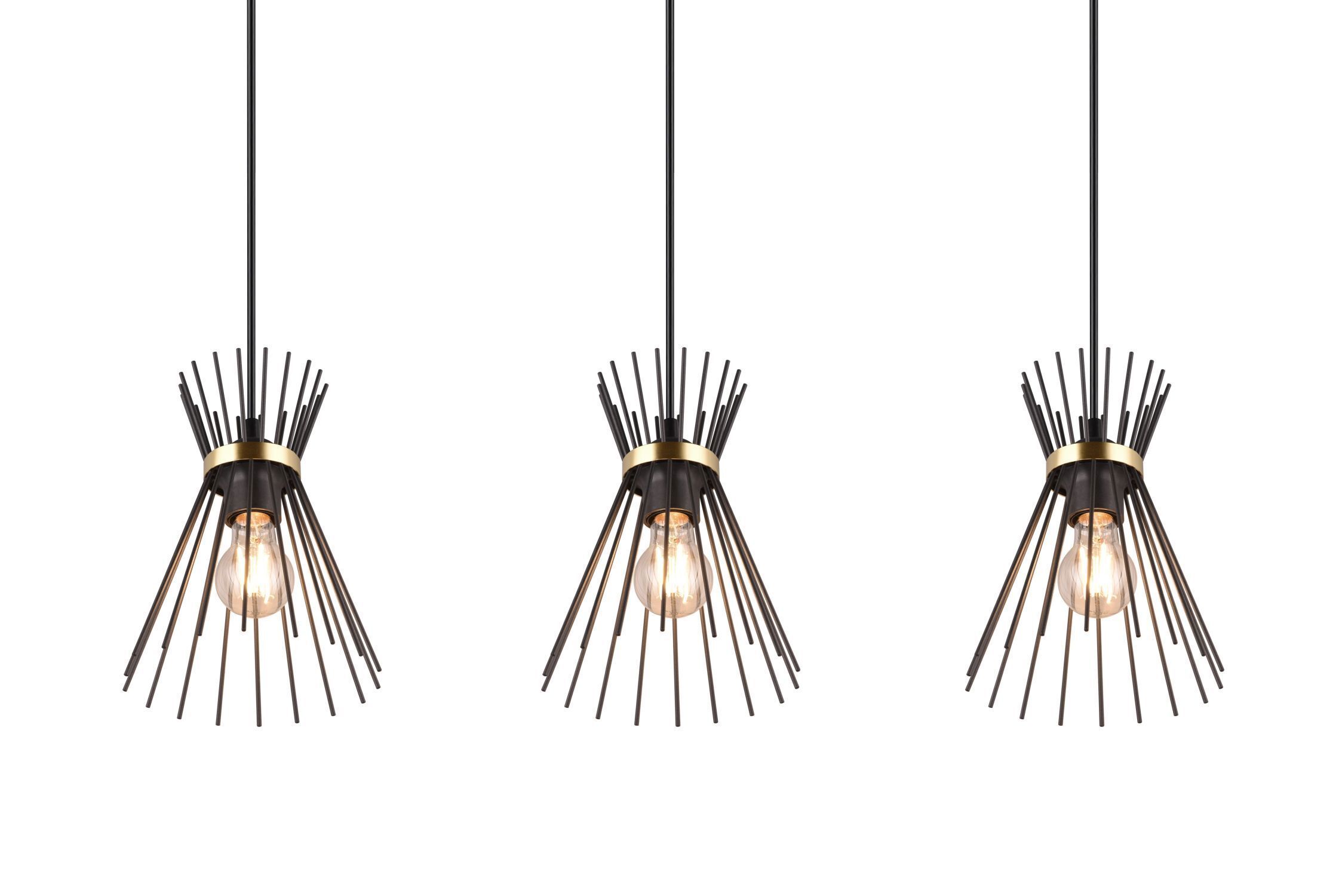 Dekorative Pendelleuchte Schwarz Gold E27 82 cm lang Leuchter, Lampe, Leuchte