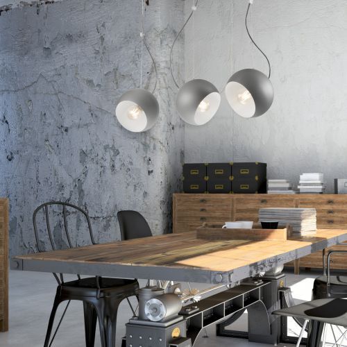 Pendellampe Silber Weiß Metall Esstisch Modern