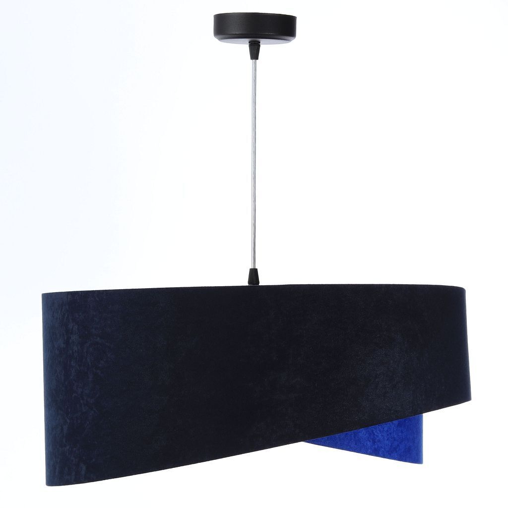 Hängelampe Blau Gold E27 Ø 50 cm Stoff Schirm Veloursoptik