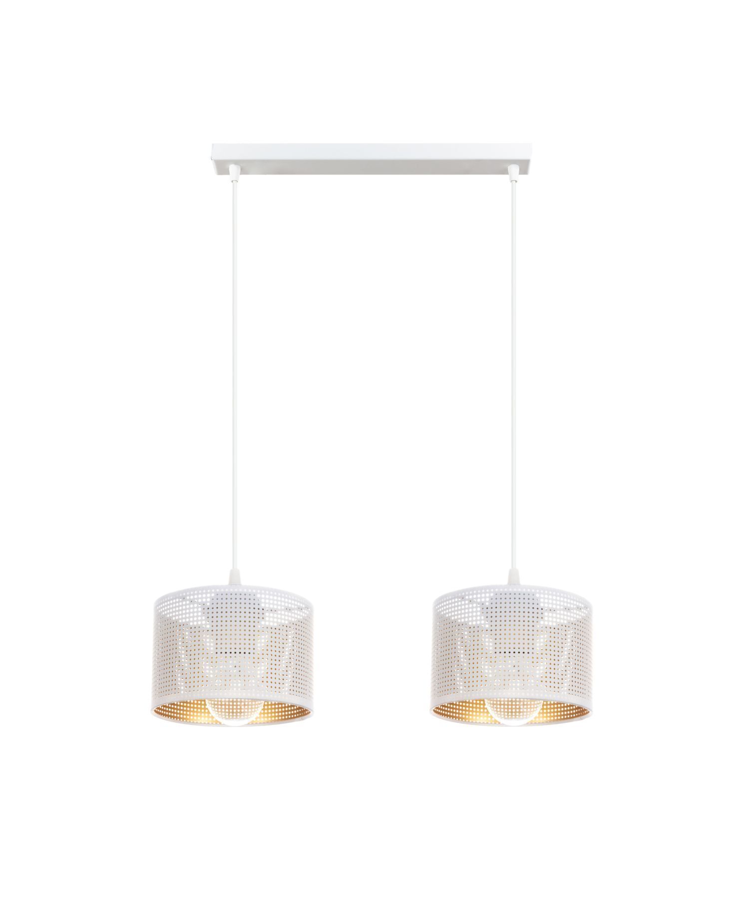 Pendelleuchte, Doppelpendel, Hängelampe, Metallgitter, weiße Oberfläche