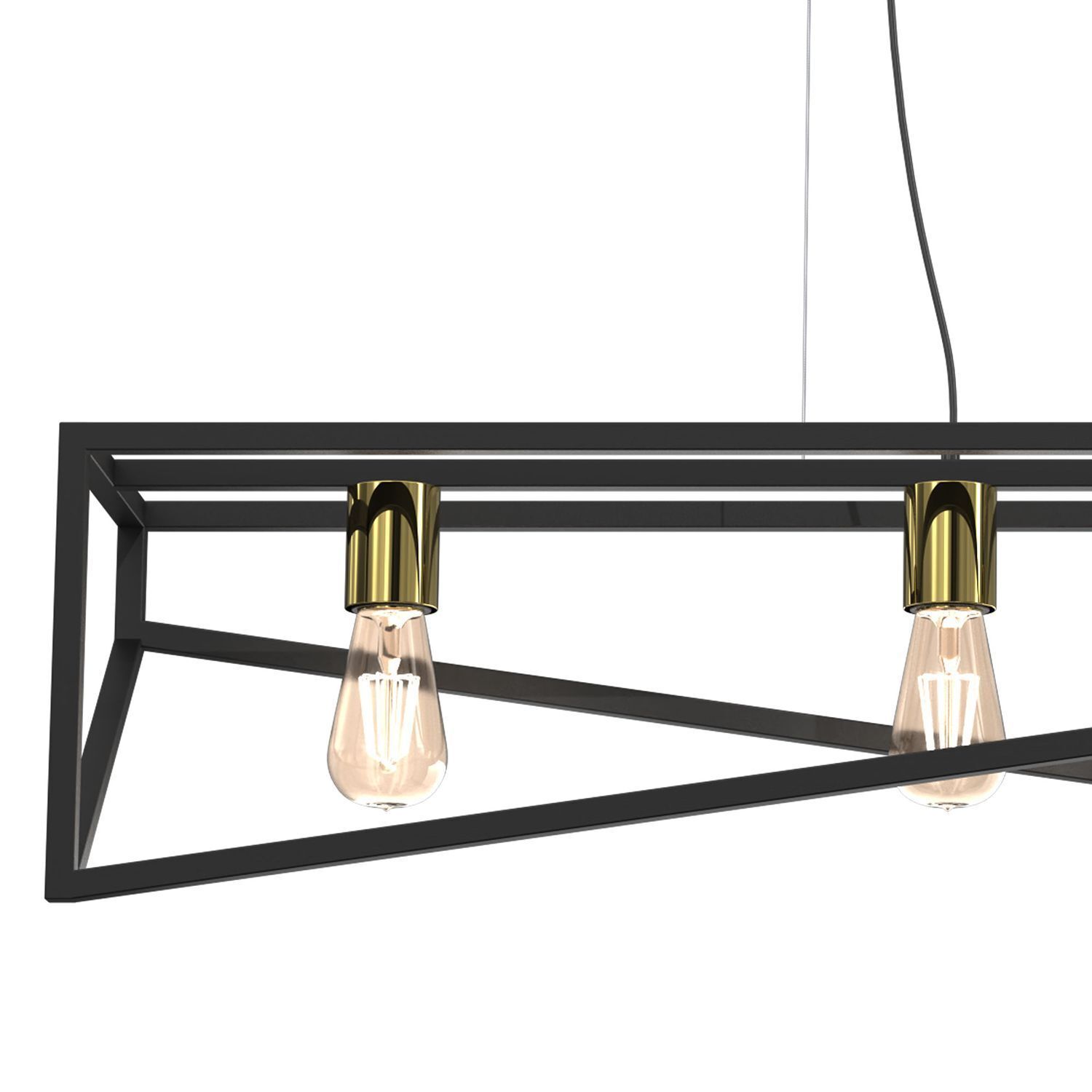 Lange Pendelleuchte Schwarz Gold E27 100 cm Industrial Leuchte, Licht, Deckenventilator, Gerät, Elektrisches Gerät