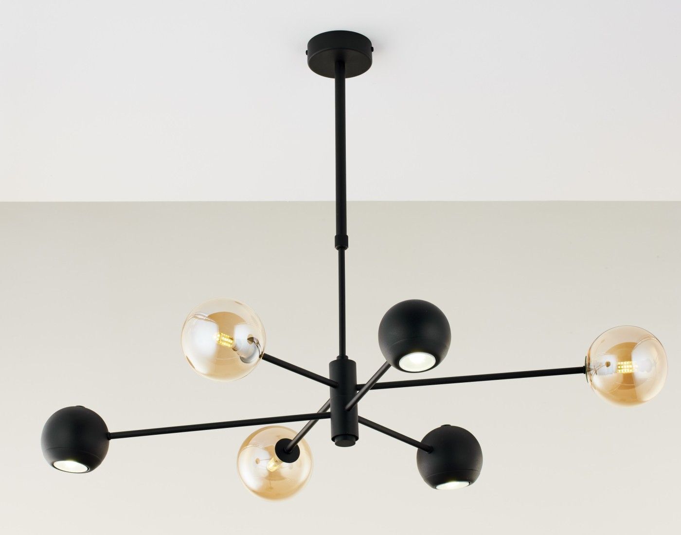 Deckenleuchte groß Glas Metall G9 GU10 Schwarz Bernstein