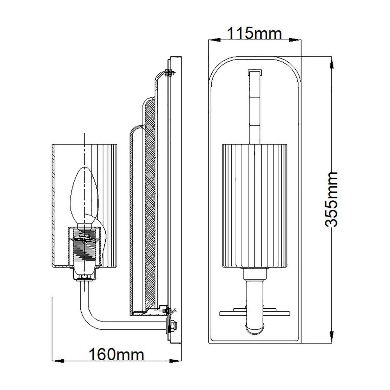 Wandlampe Metall Glas E14 35,5 cm hoch Nickel poliert