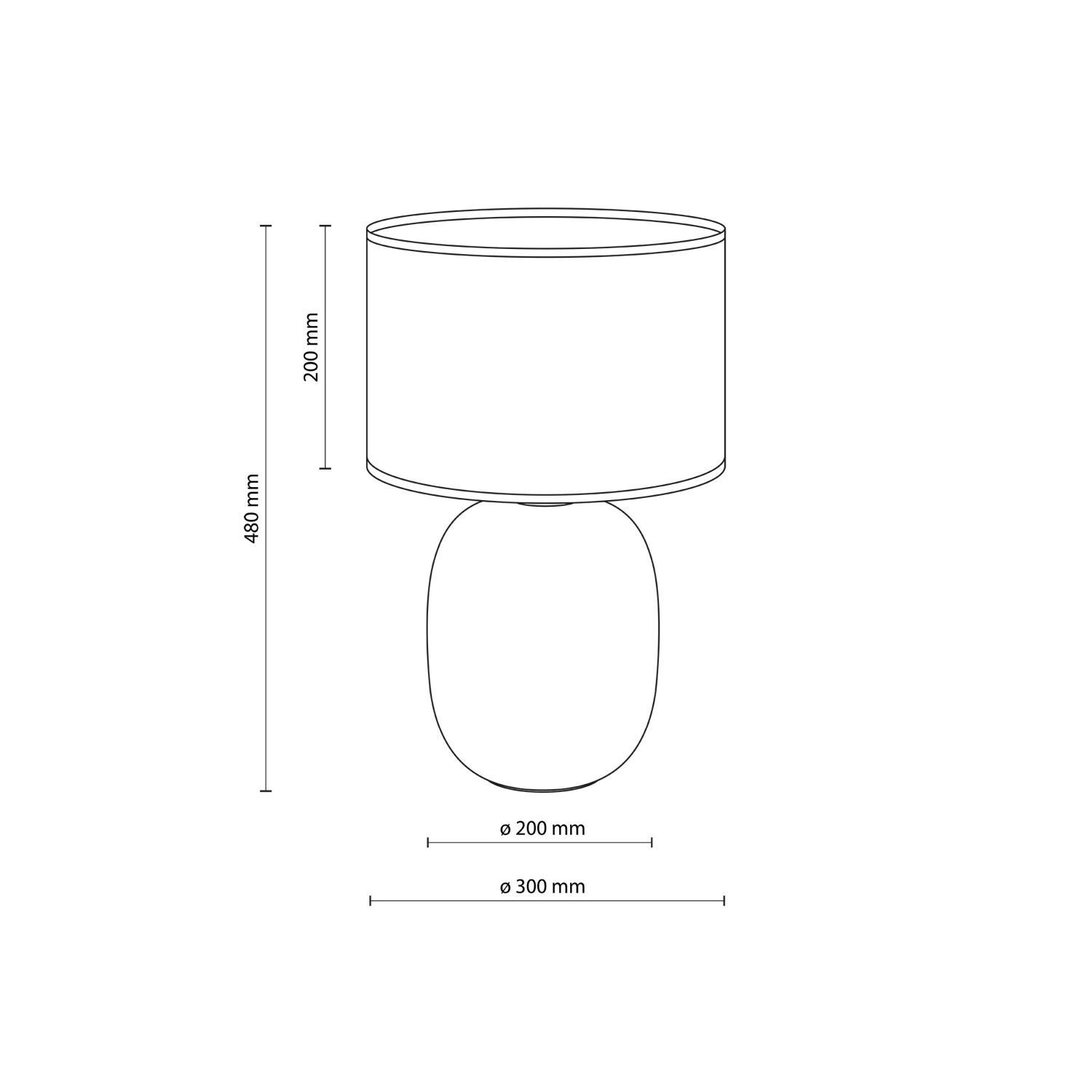Tischleuchte Rauchglas Stoff Braun H: 48 cm Ø 30 cm E27