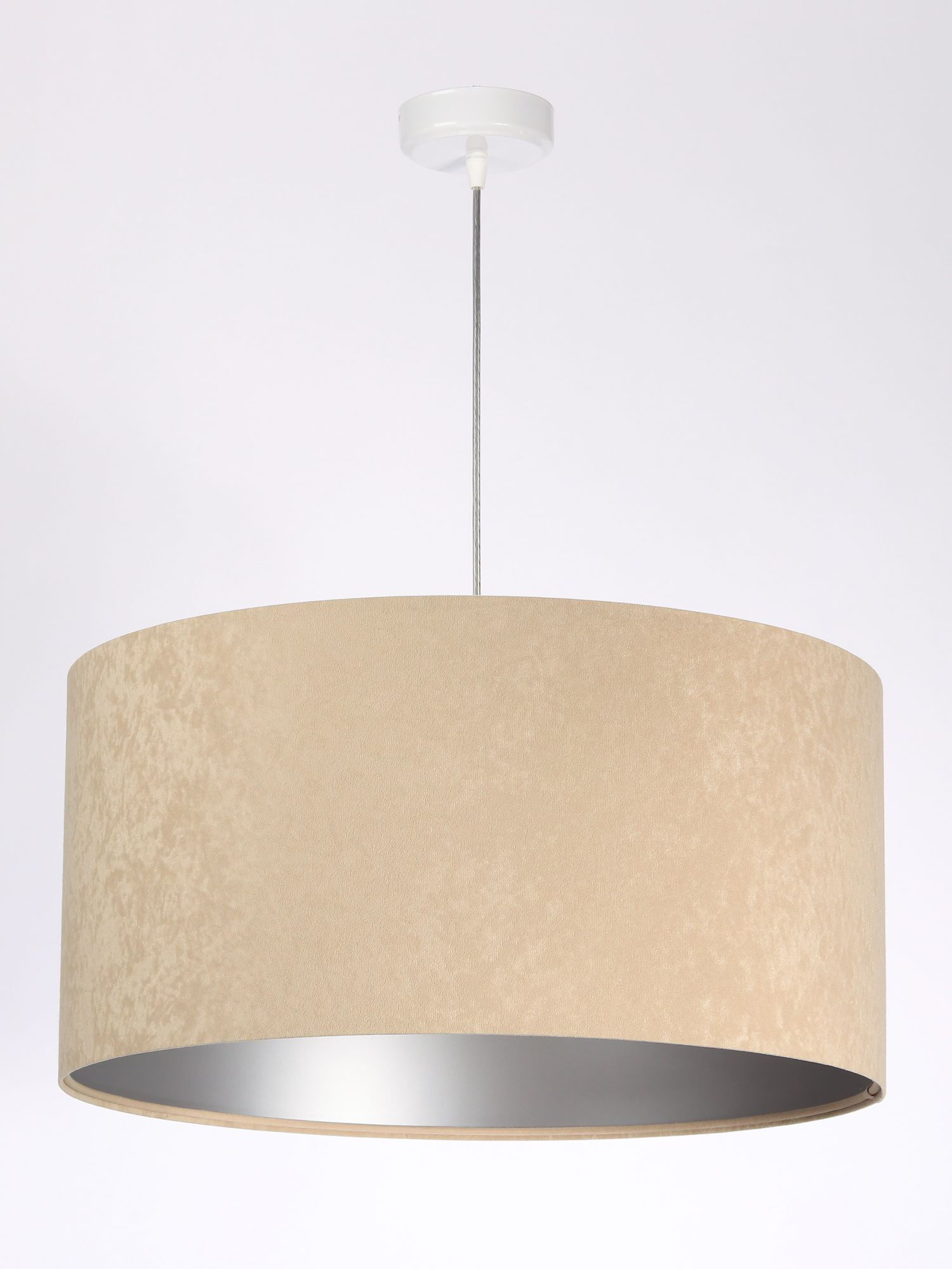 Hängelampe rund Weiß Beige Silber Retro Wohnzimmer