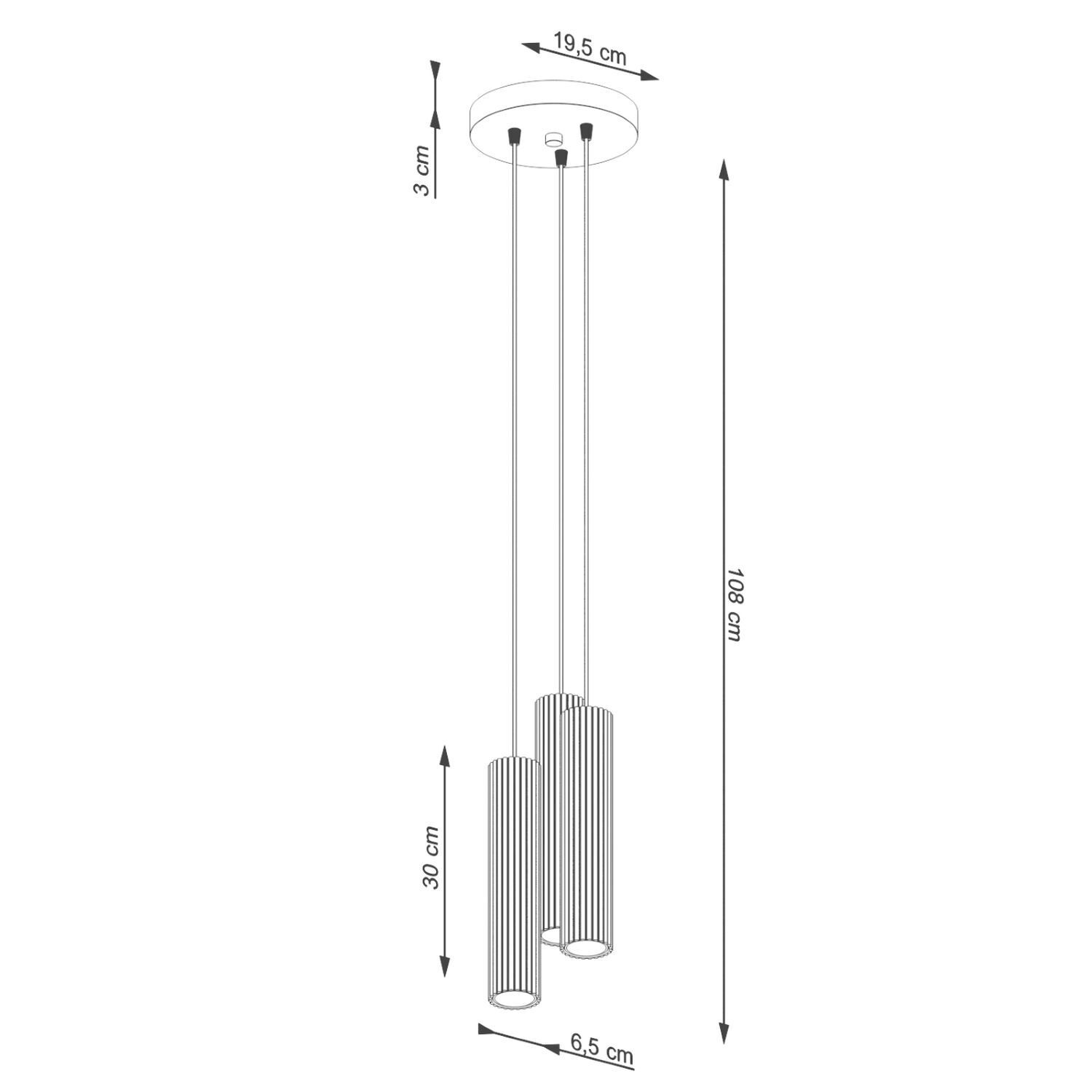 Moderne Hängelampe in Creme 3-flammig GU10 schmal Ø 19,5 cm