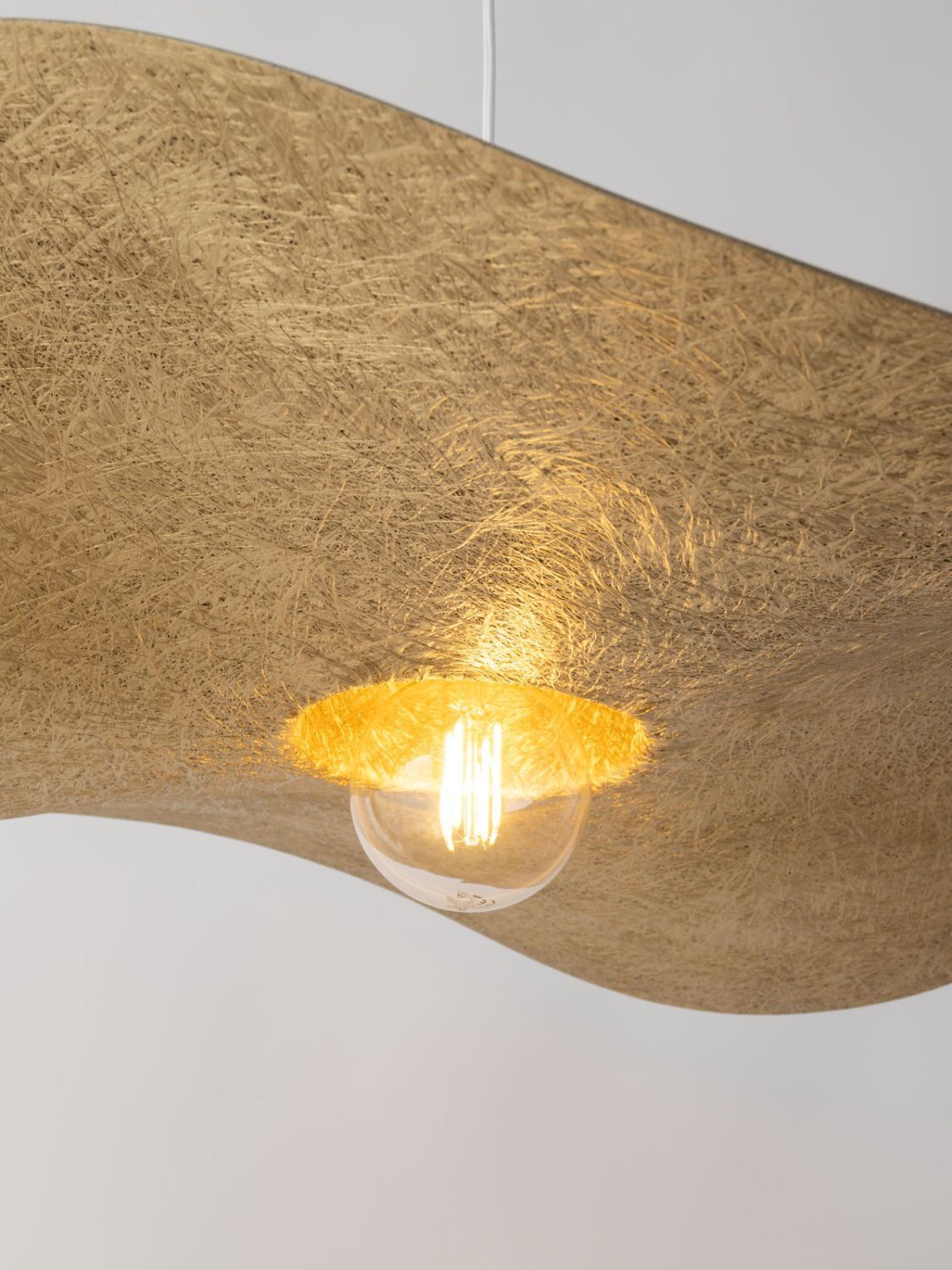 Pendelleuchte E27 Weiß Gold Modern Wellenschirm