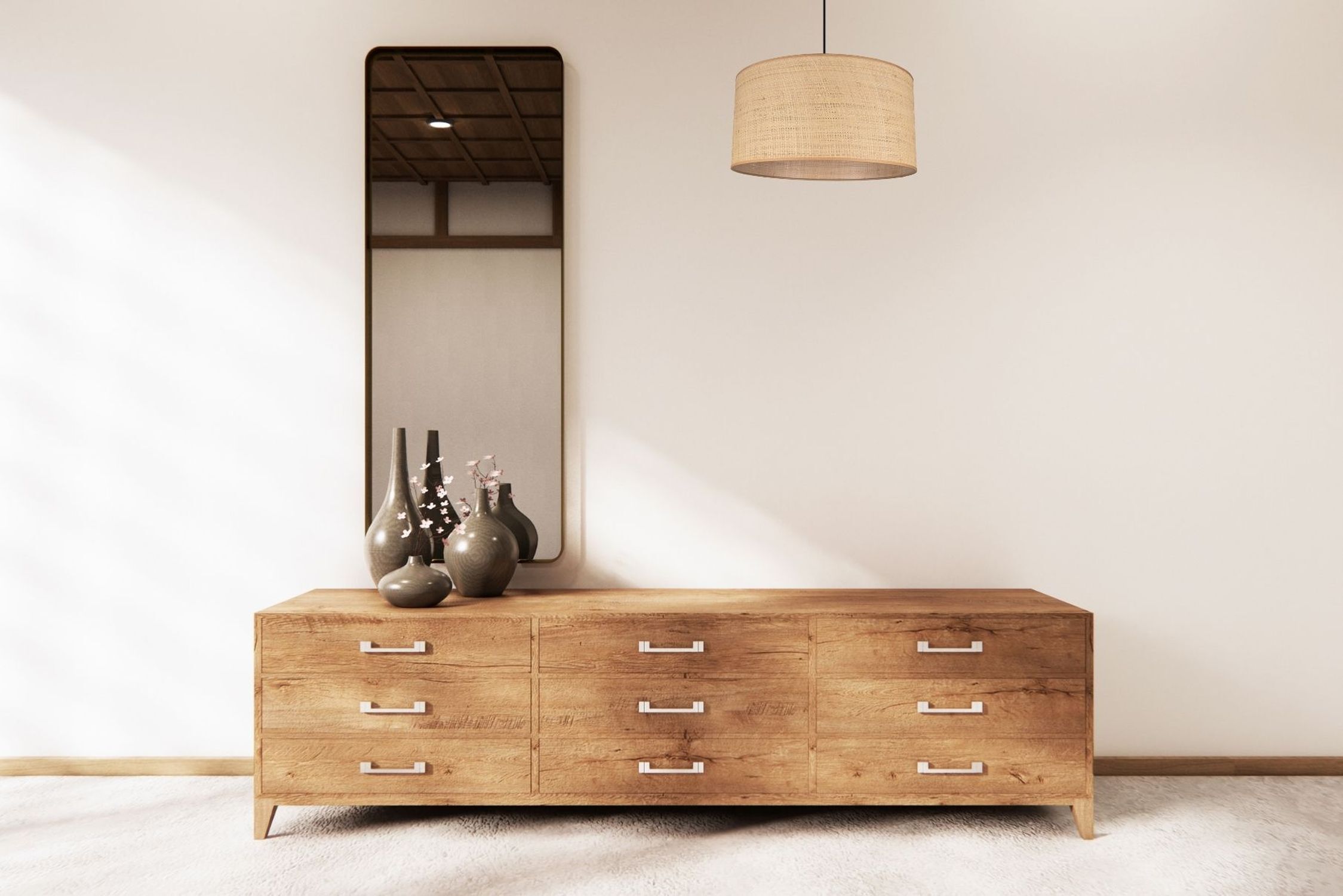 Blendarme Pendelleuchte Rattan Braun E27 Ø40 cm Modern Moebel, Anrichte, Lampe, Kabinett