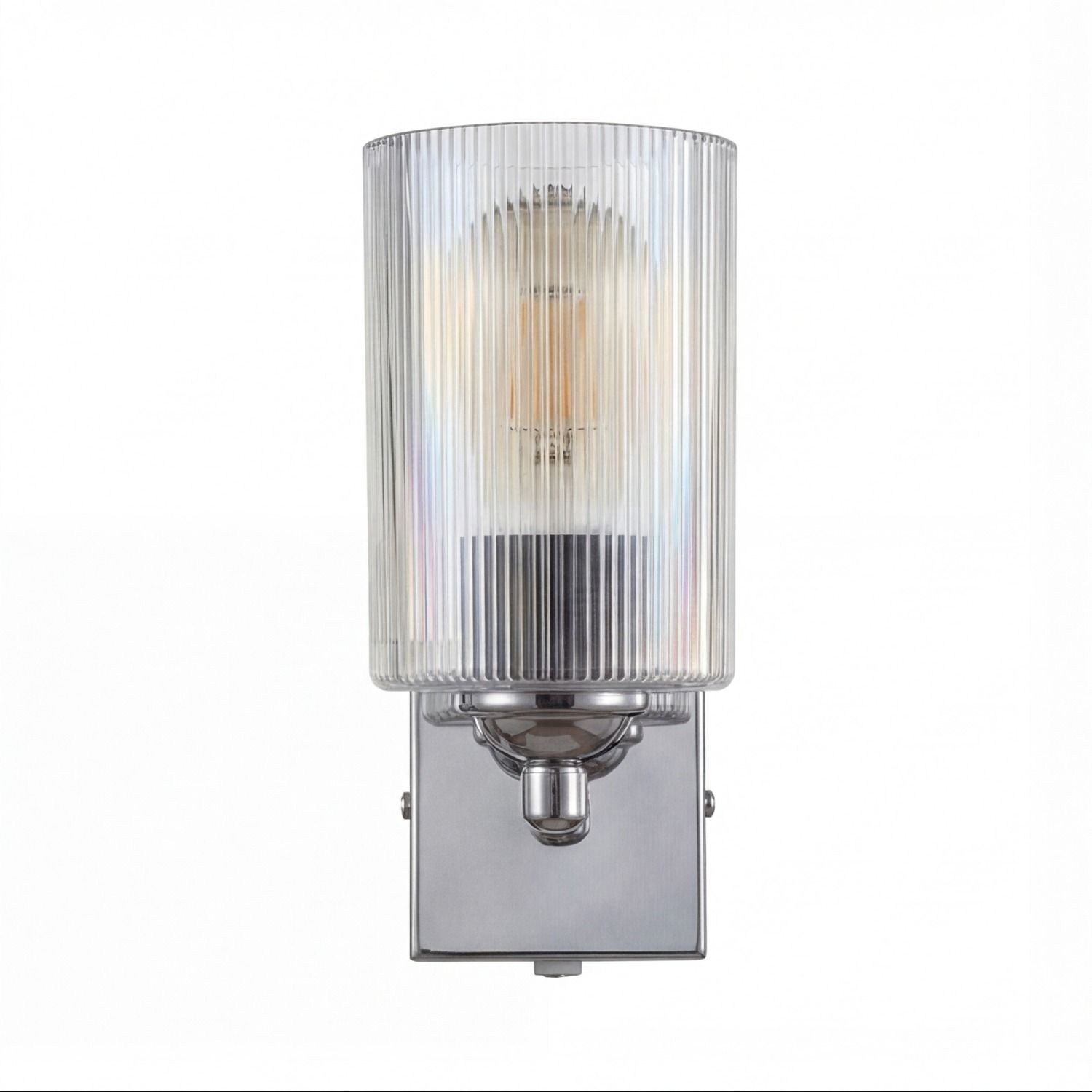 Wandlampe, Glasschirm, Chrom, Klemm- oder Schraubbassung, Industrielampe