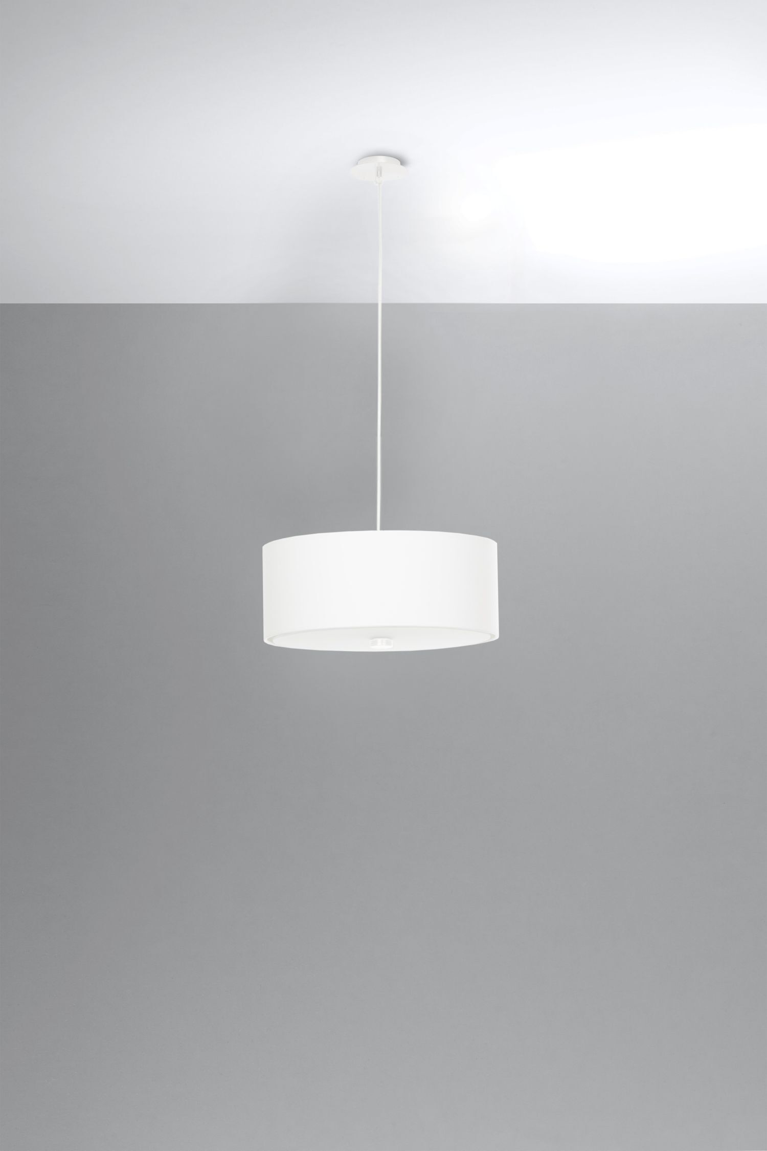 Pendelleuchte Weiß Stoff Glas Ø 30 cm rund 3x E27