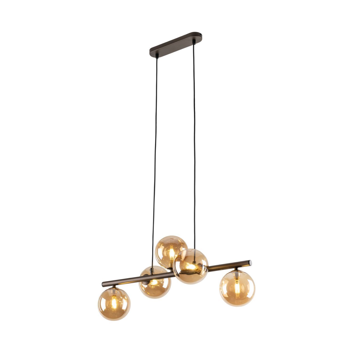 Hängelampe Rauchglas Metall höhenverstellbar 5x G9
