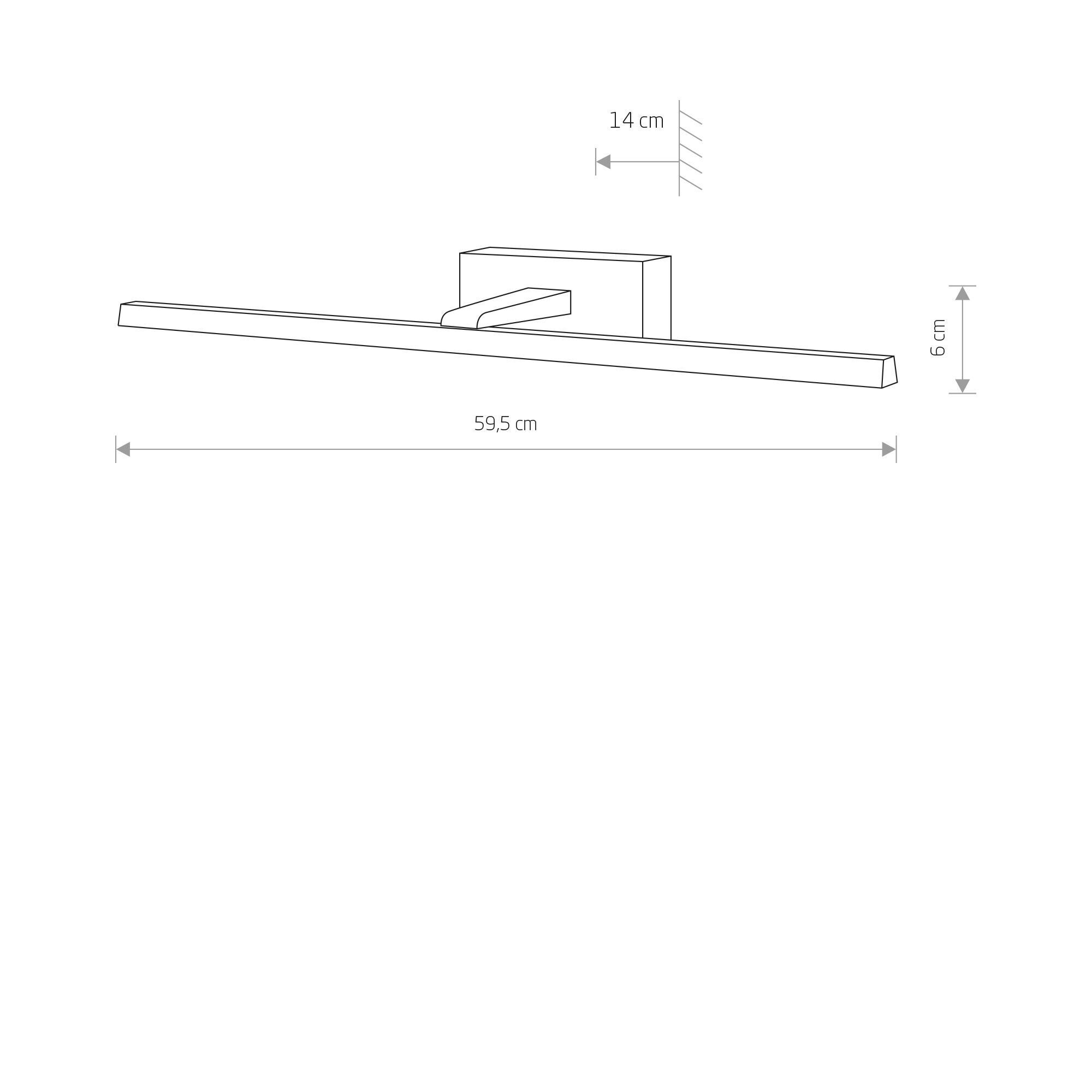 LED-Leiste, Wandlampe, Body-Lichtleiste, Montagehalter, 60cm-Lampe