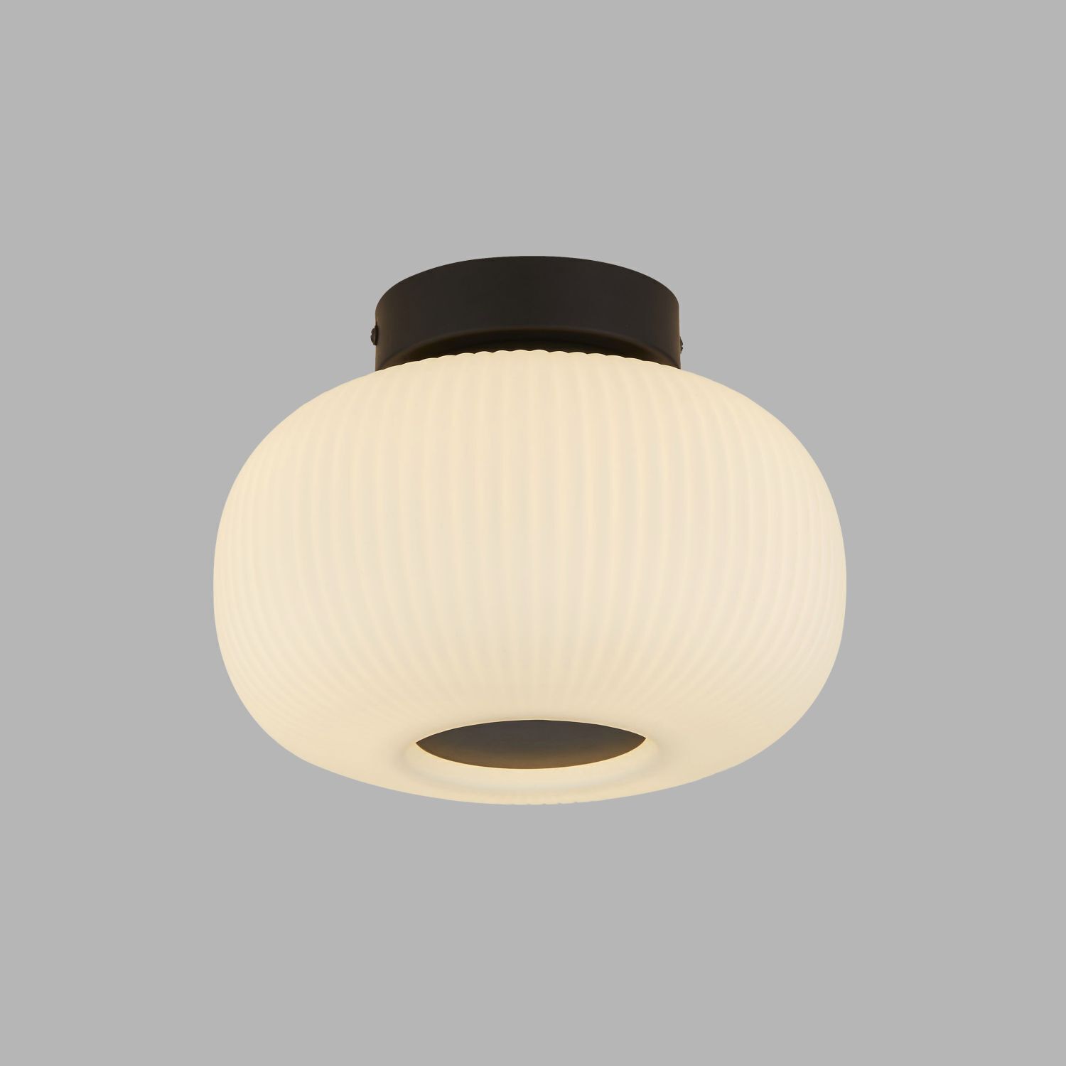 Deckenlampe rund Ø 24 cm Schwarz Weiß Glas Metall E27