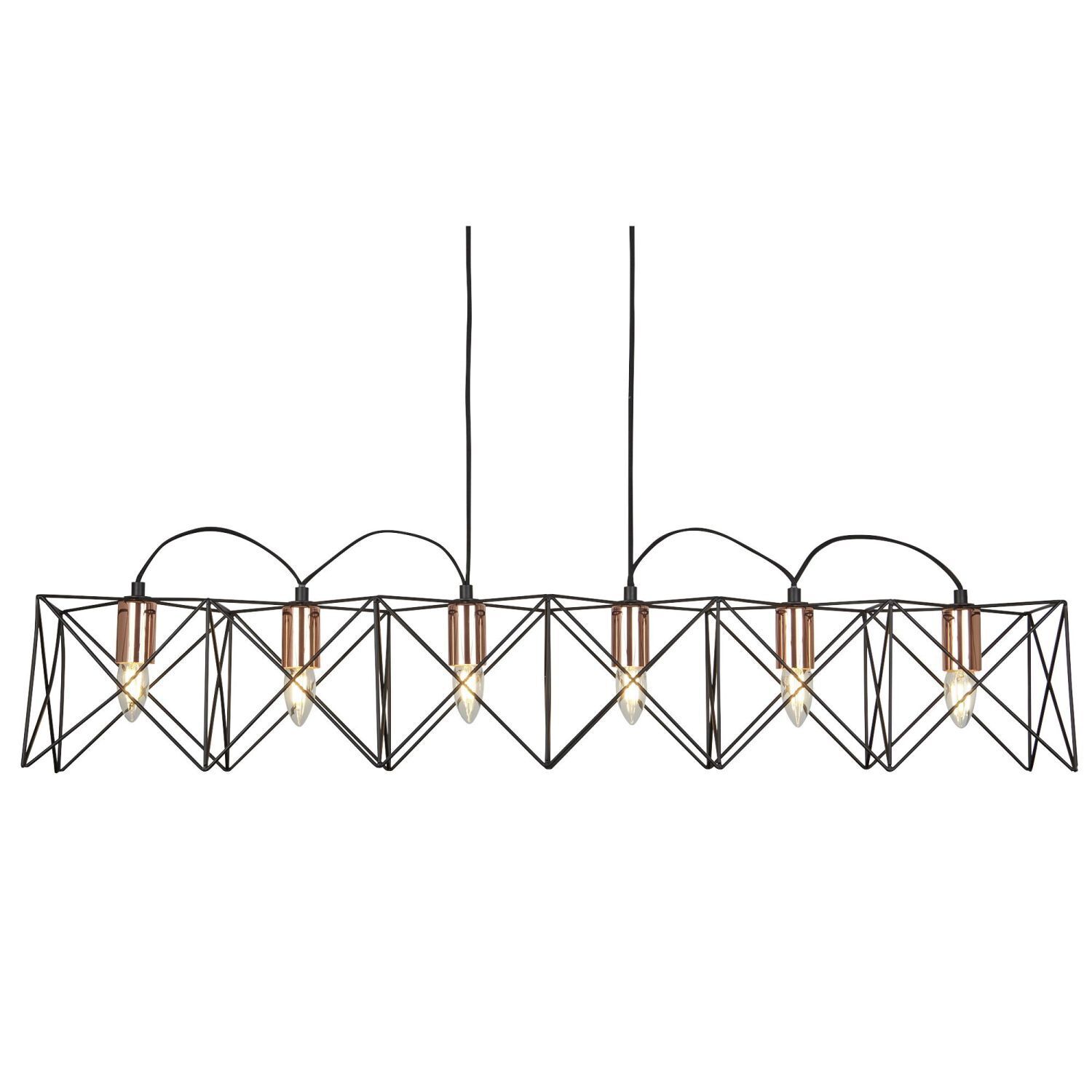 Hängelampe Metall 110 cm lang H: max. 145 cm Schwarz Kupfer