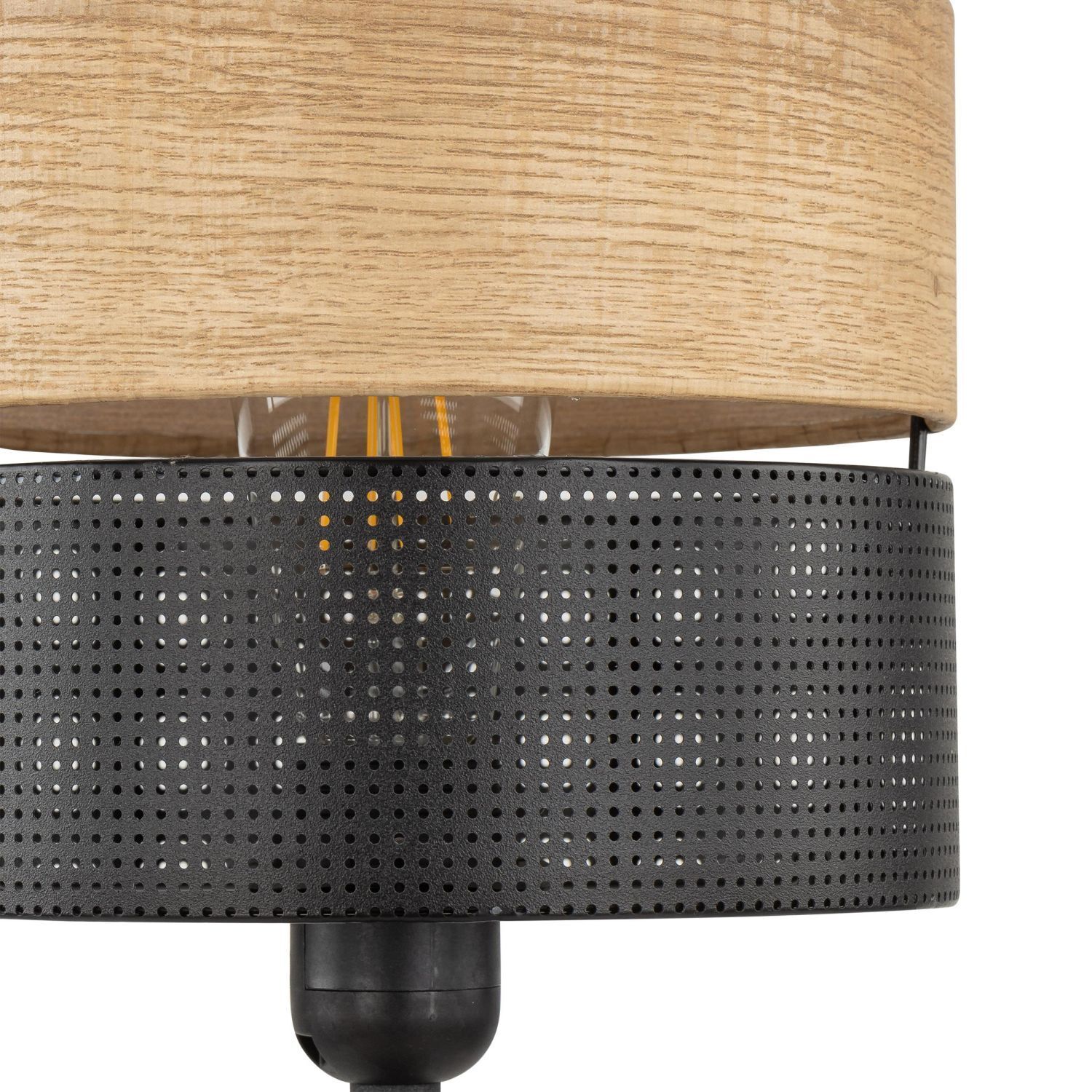 Tischleuchte Schwarz Natur E27 40 cm Modern CANTU