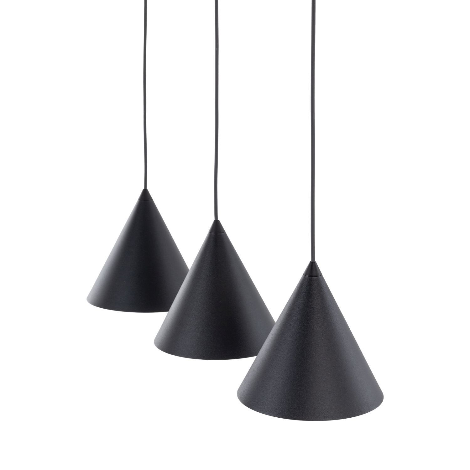 Hängelampe 3-flammig Schwarz L: 75 cm E27 Retro Metall