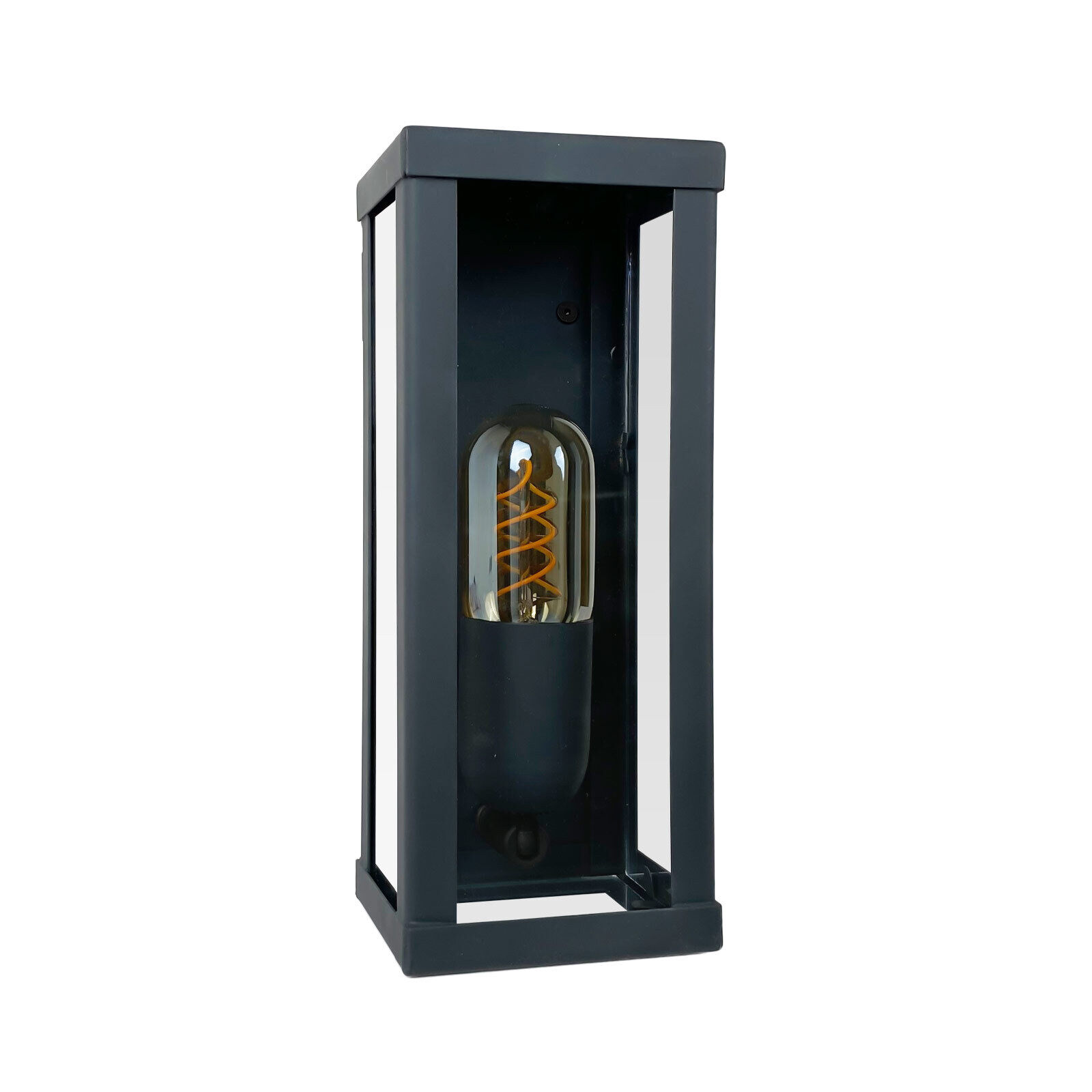 Wandleuchte außen E27 IP43 H: 25 cm Eisen Glas