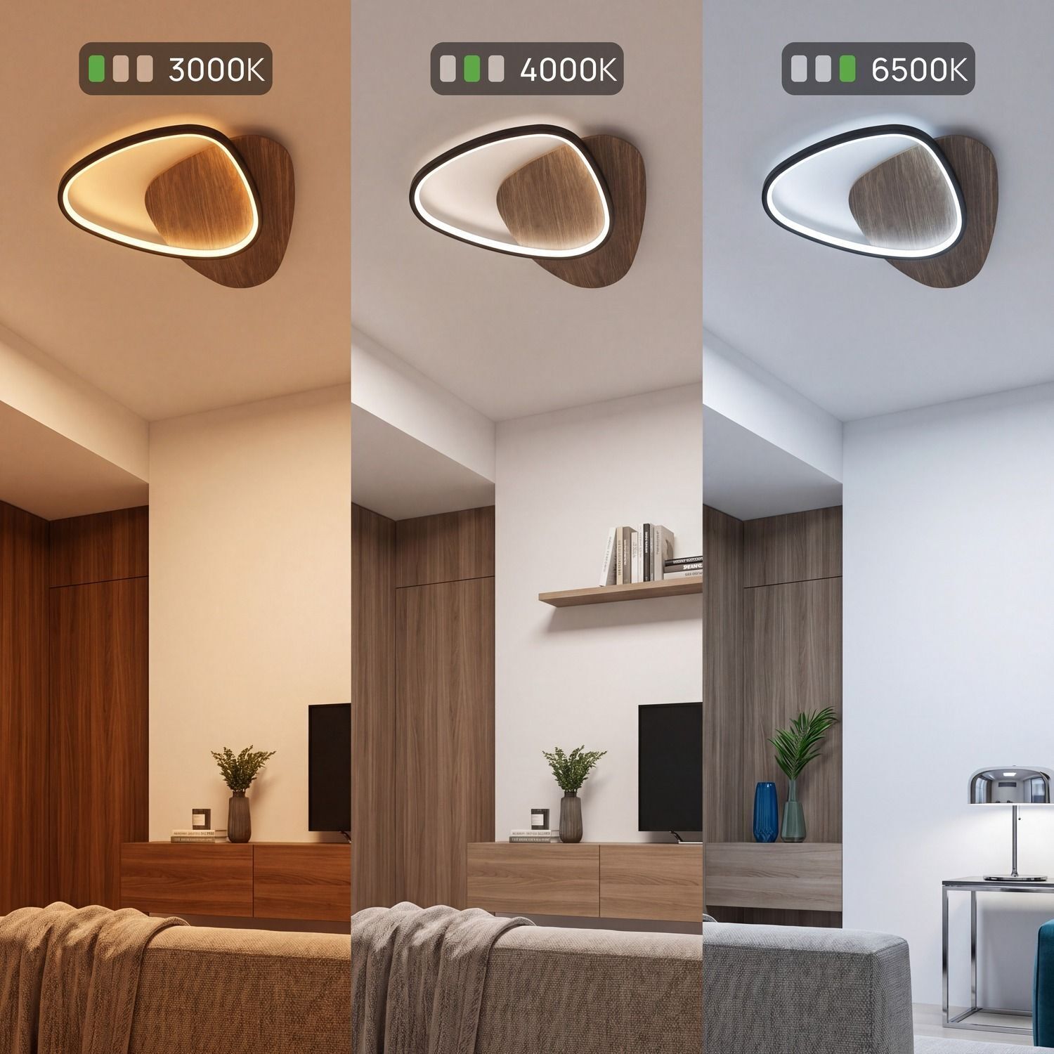 LED Deckenleuchte Schwarz Weiß 3000/4000/6500 K 35 cm decke, lampe, leuchten, wohnzimmer, deko