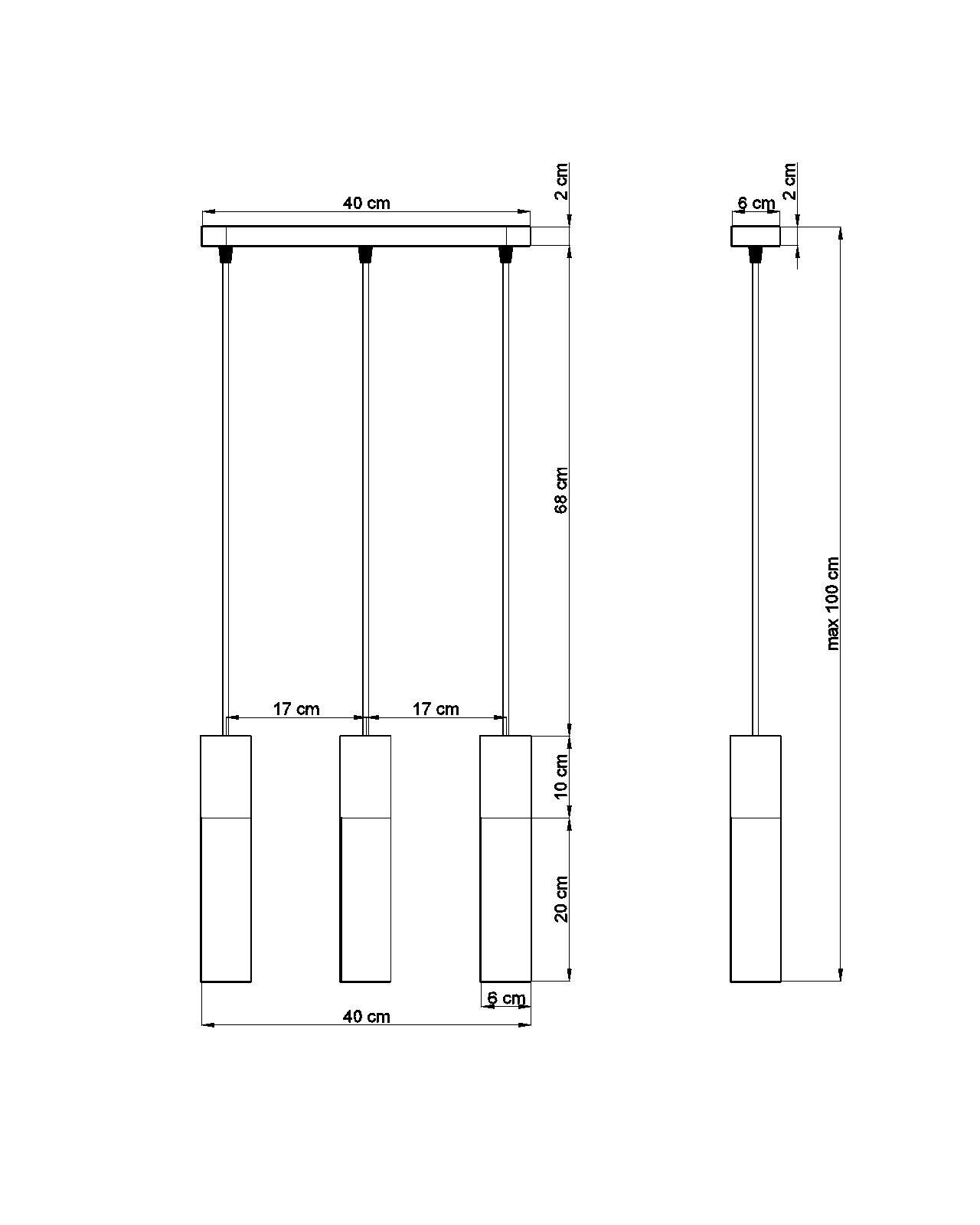 Moderne Pendelleuchte Metall Beton 3-flammig GU10