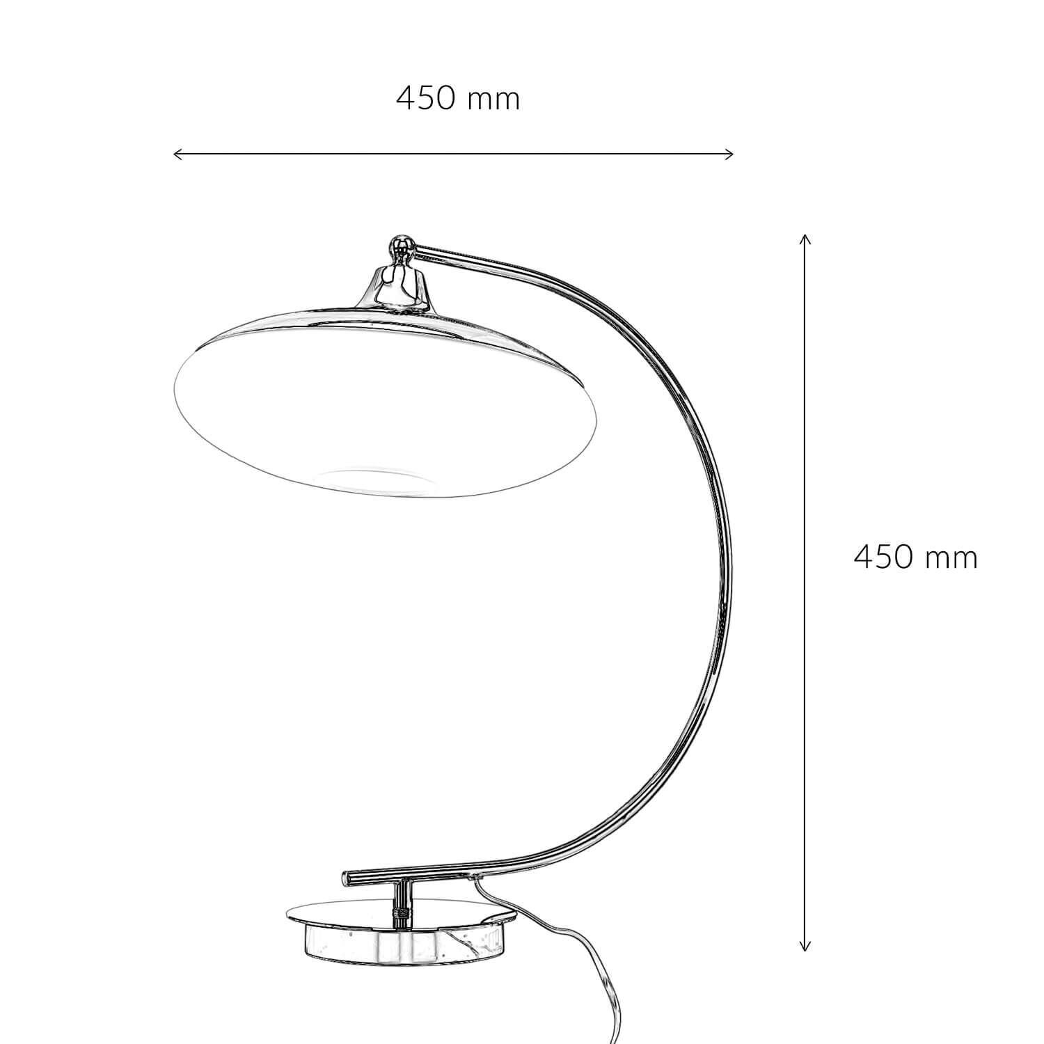 Gebogene Tischleuchte Bauhaus rund 45cm