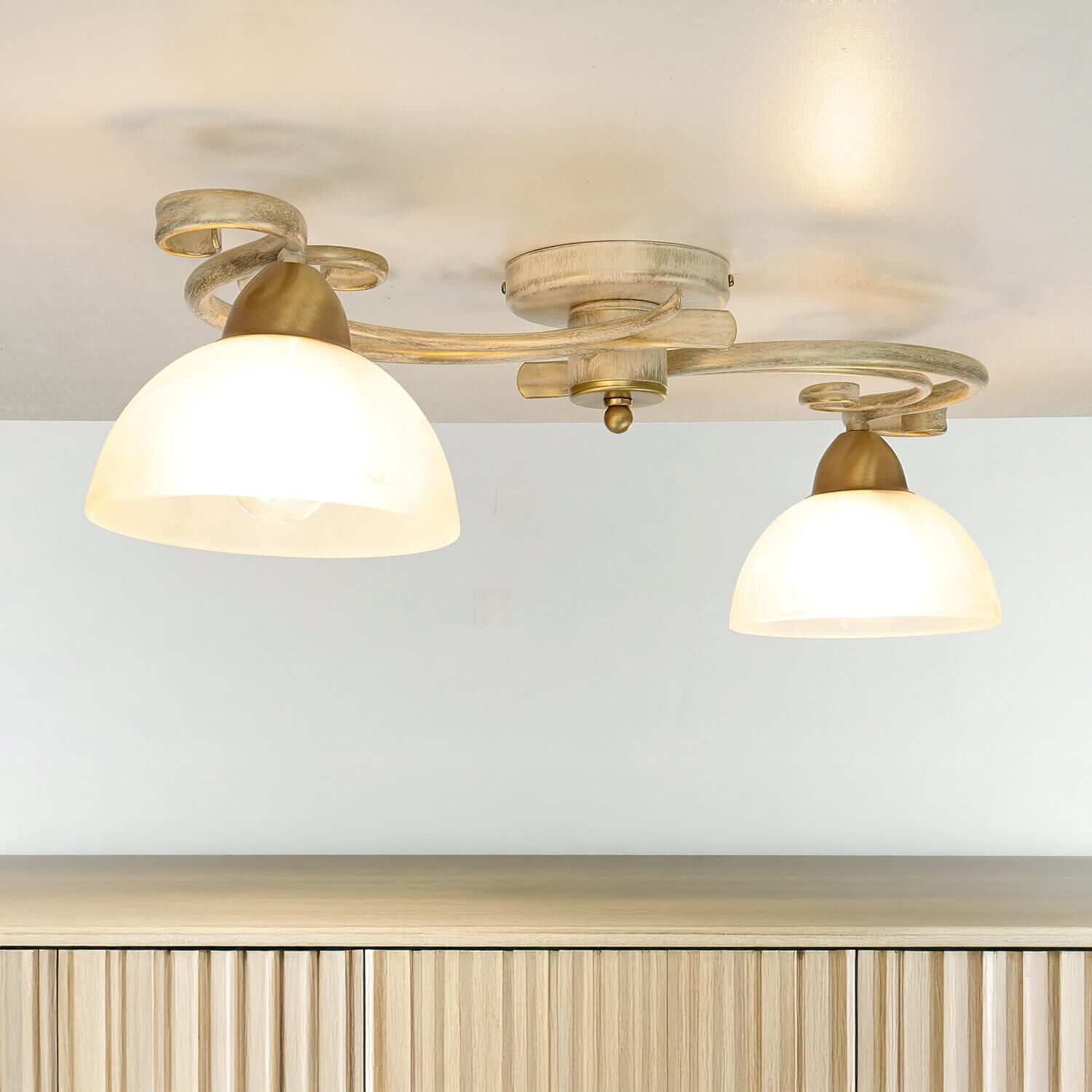 Deckenleuchte AURORA WHITE in Shabby Weiß 2-flmg Leuchte, Deckenleuchte, Deckenventilator, Elektrisches Gerät, Lampe